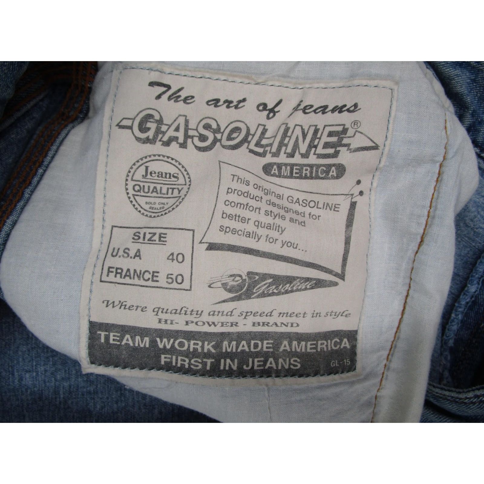 Denime VINTAGE Gasoline Jeans Mens Jeans 40 Light Wash Carpenter Hammer Loop Denim Pants 90s Mens 40 Light Blue Retro Denim Pants Size US 40 / EU 56 - 5 Thumbnail