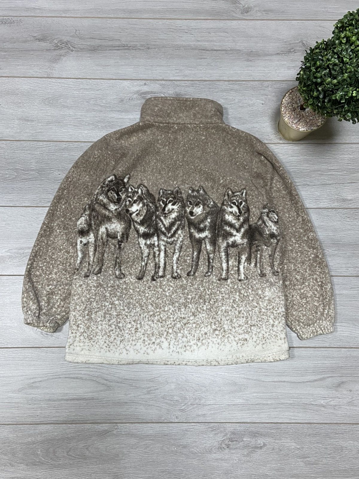 Vintage Wolves 🐺 vintage fleece all over zip atlas Size US L / EU 52-54 / 3 - 2 Thumbnail