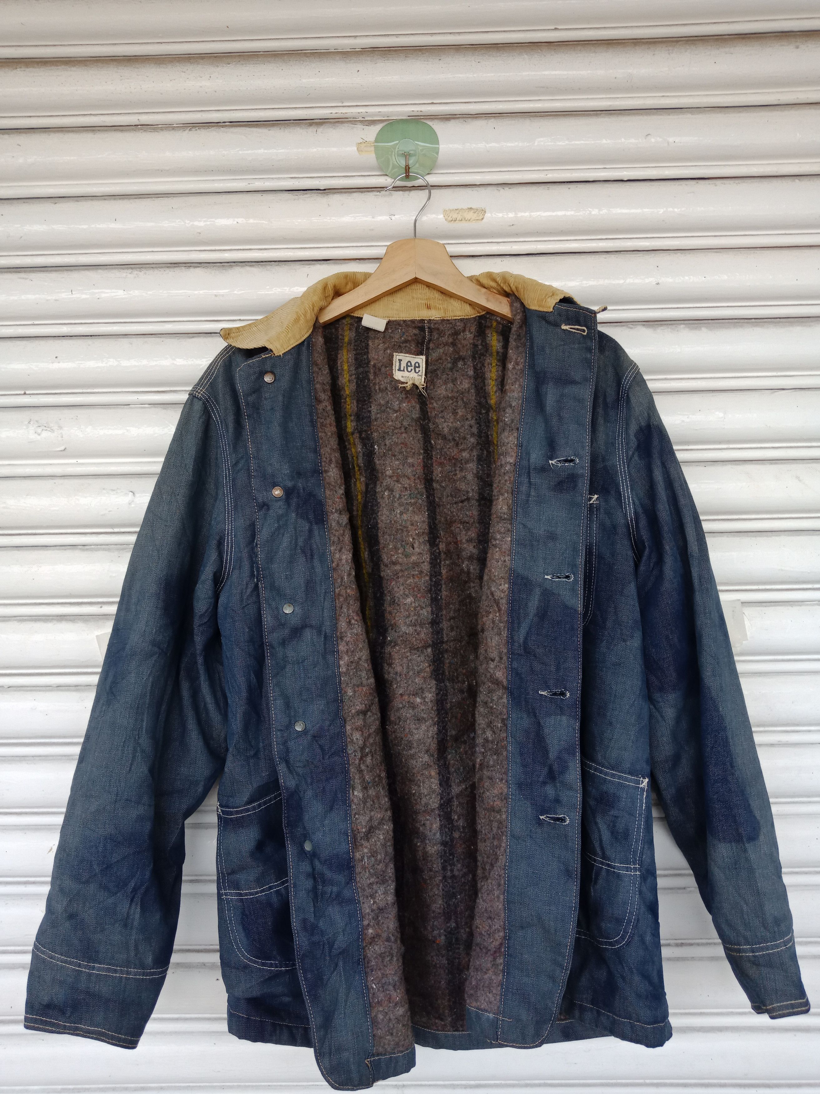 Lee 70s Lee Blanket Washed Blue Faded Chore Denim Jacket Size US L / EU 52-54 / 3 - 2 Thumbnail