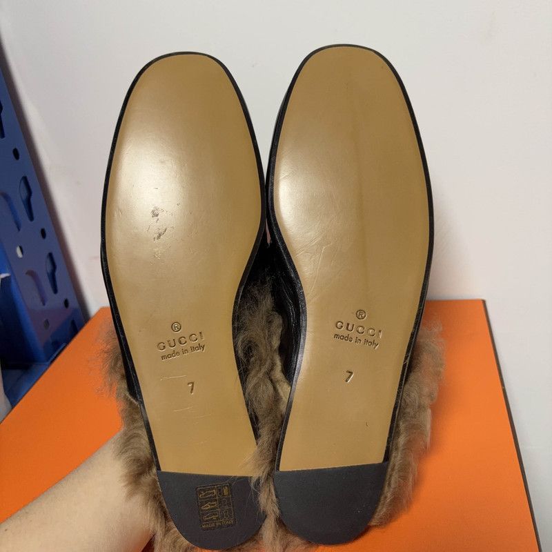 Gucci Gucci Princetown Black Fur Lined Slippers - Size US 8 / EU 41 - 4 Thumbnail