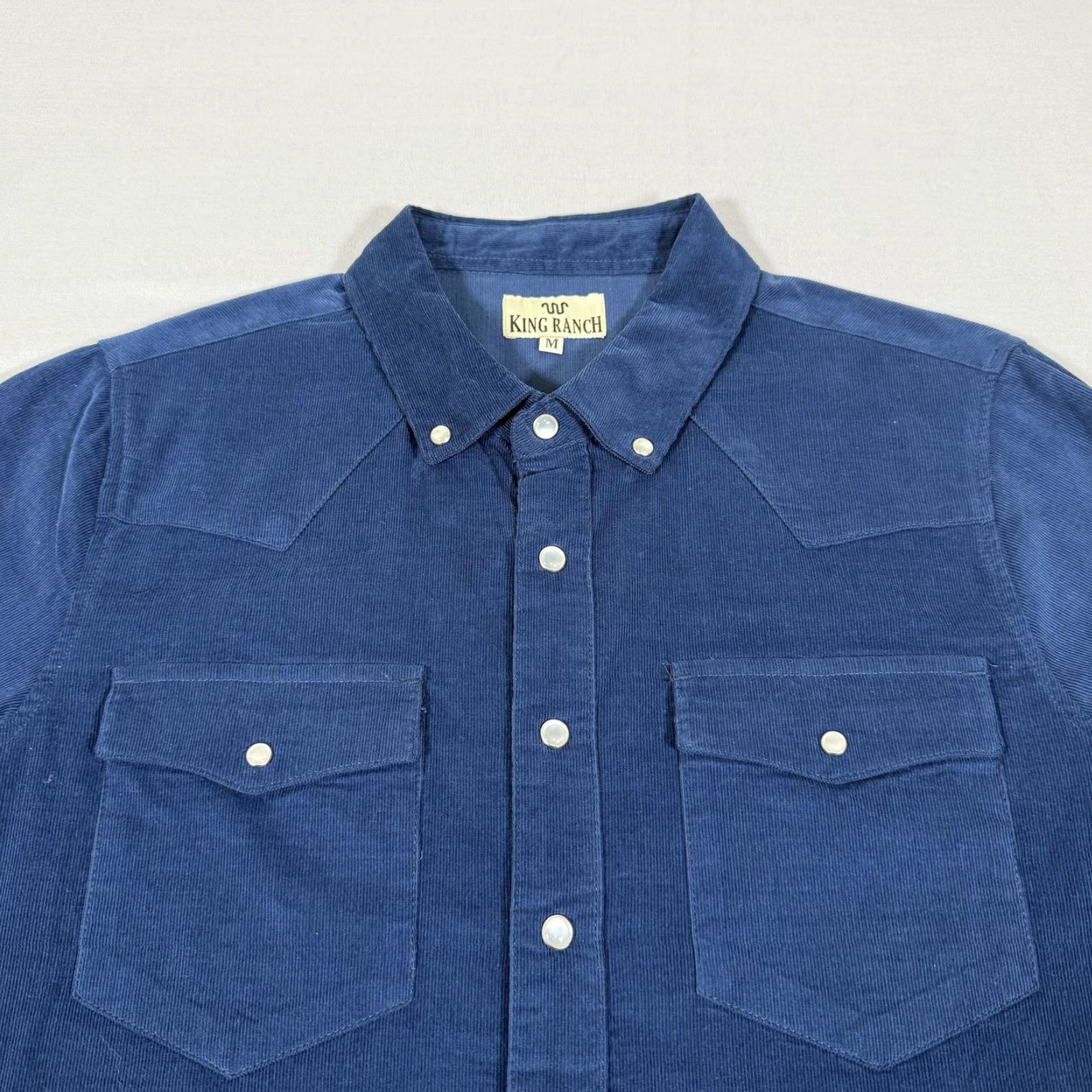 Vintage King Ranch Shirt Mens Medium Blue Corduroy Pearl Snap Western Cowboy Long Sleeve Size US M / EU 48-50 / 2 - 2 Thumbnail