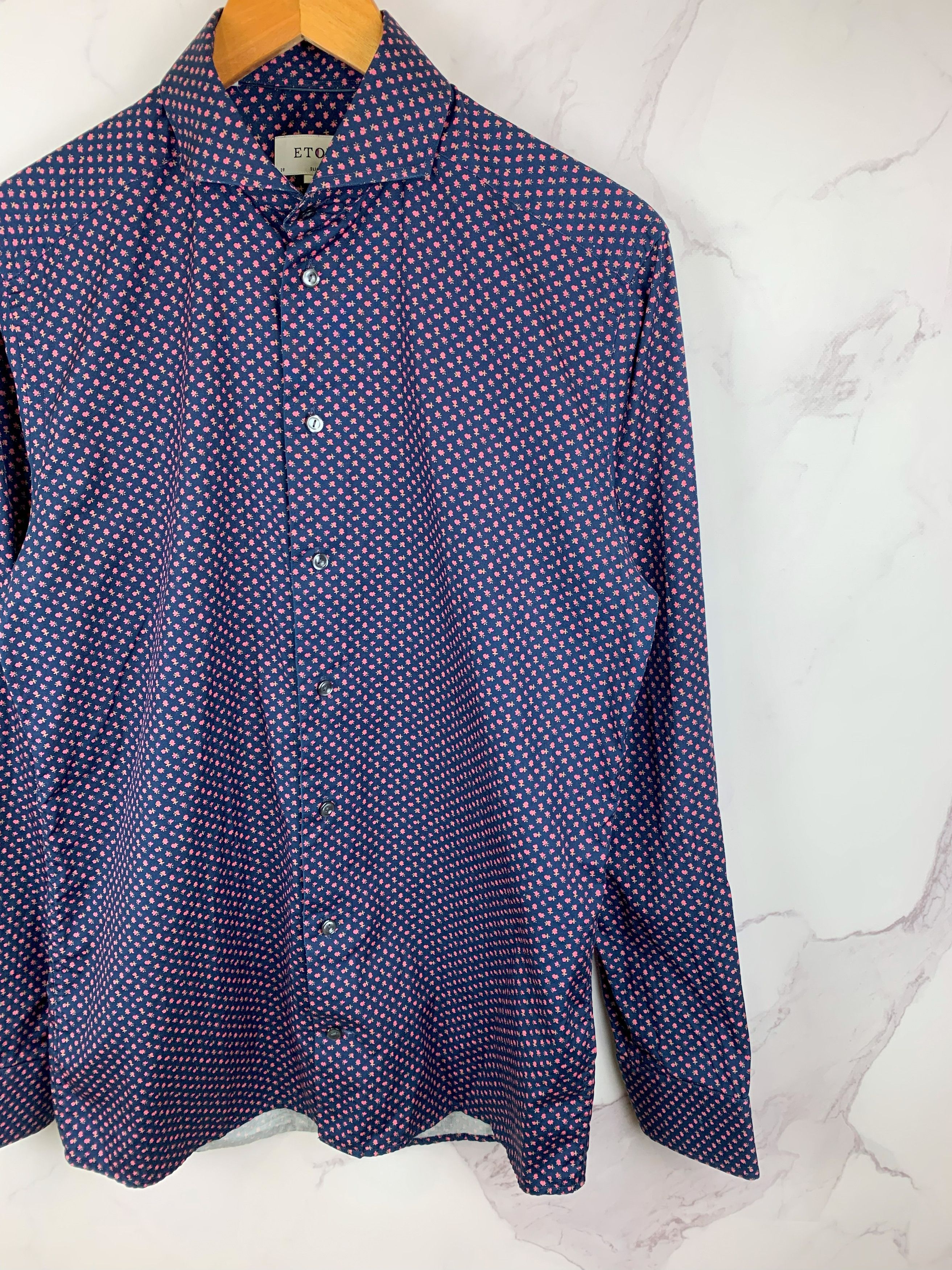 Eton ETON Shirt Mini Flower Pattern Slim Fit Size M Size US M / EU 48-50 / 2 - 2 Thumbnail