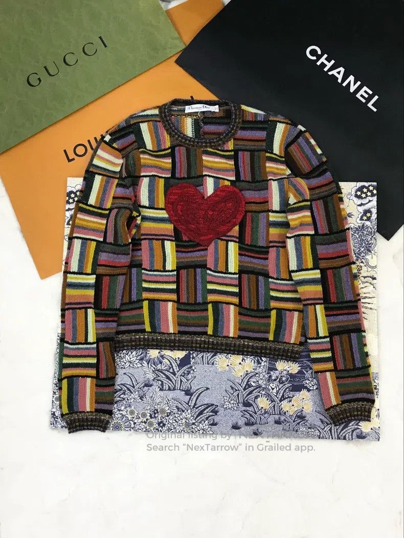 Dior Dior Colourful striped love cashmere sweater Size S / US 4 / IT 40 - 1 Thumbnail