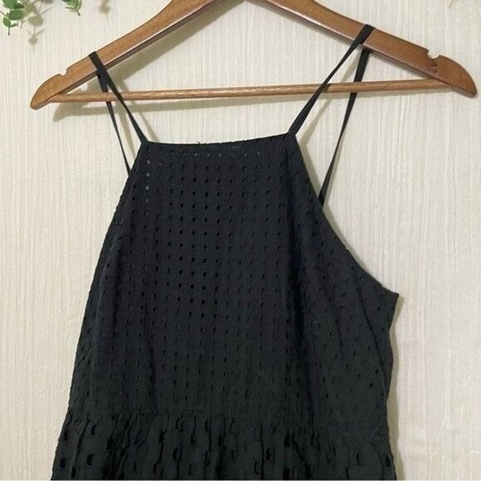 Loft Loft Black Eyelet Midi Dress 2 Petite Cotton Tiered Size XS / US 0-2 / IT 36-38 - 9 Thumbnail
