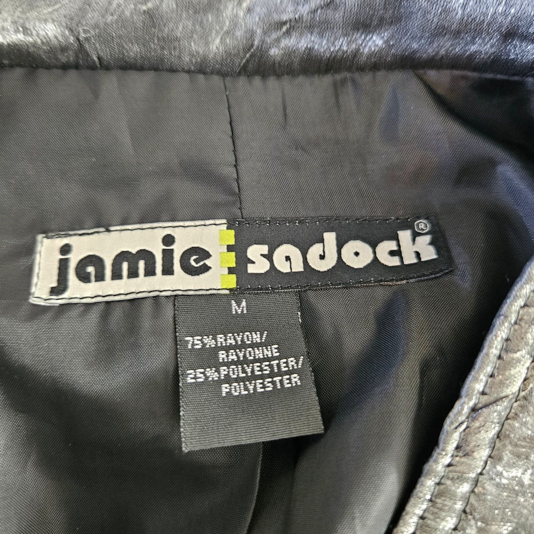 Vintage Jamie Sadock Womens Jacket Sz Medium Silver Zip Pockets Textured Rayon Blend Vintage No (IF vintage) Size ONE SIZE - 4 Thumbnail