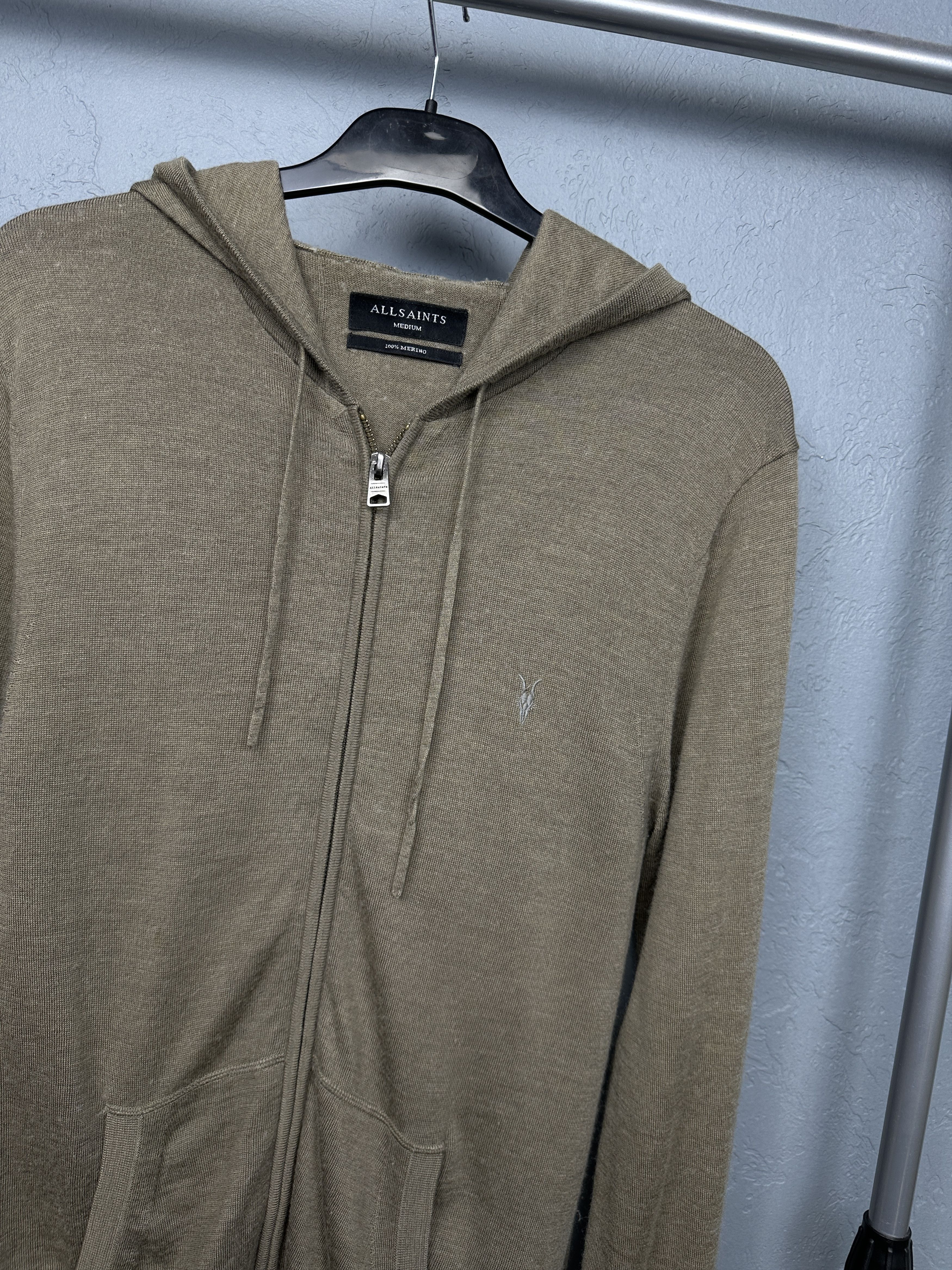 Allsaints Allsaints Mens Mode Merino Wool Knit Zip Hoodie Size US M / EU 48-50 / 2 - 2 Thumbnail