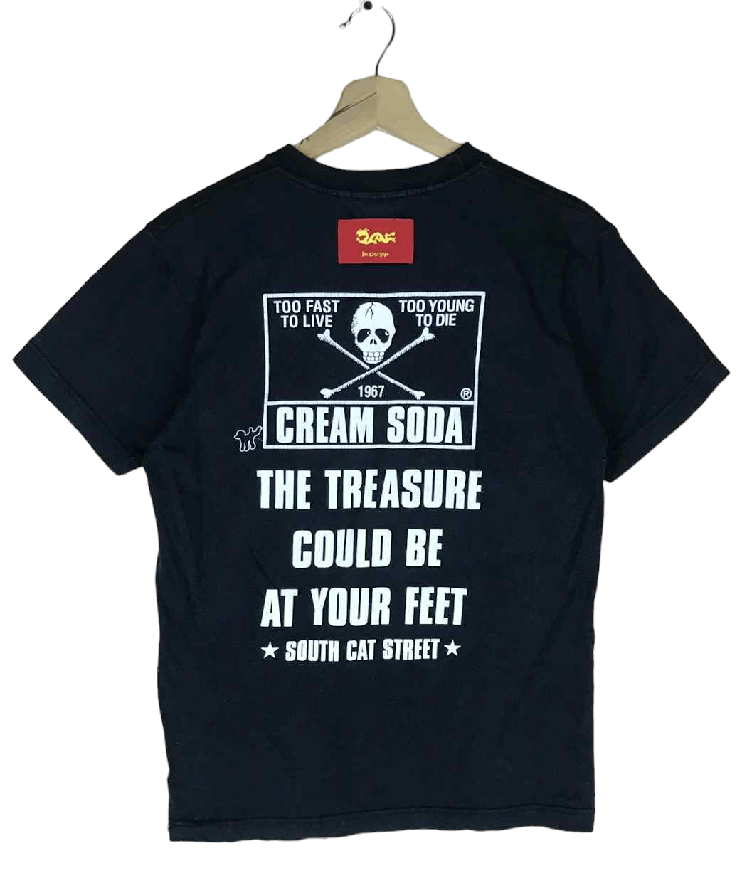 image of Vintage Cream Soda Skulls Tees in Faded Black, Men's (Size Small)