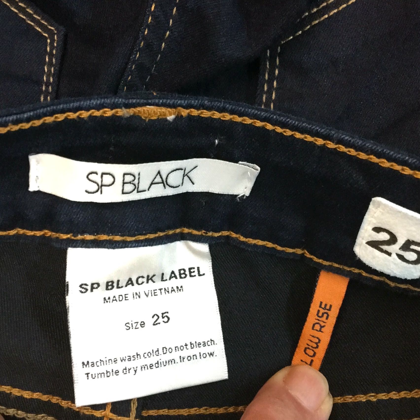 Vintage SP Black Label Womens Low Rise Flat Front Black Denim Skinny Jeans Size 25 Size 42" / US 20 - 7 Thumbnail