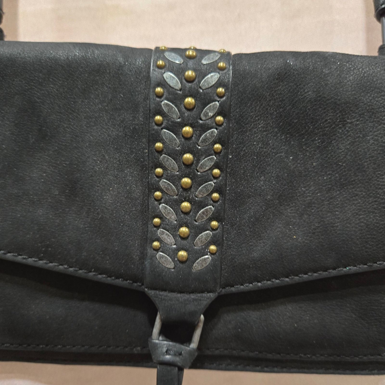Lucky Brand Lucky Brand Black Leather Studded Crossbody Purse Size ONE SIZE - 4 Thumbnail