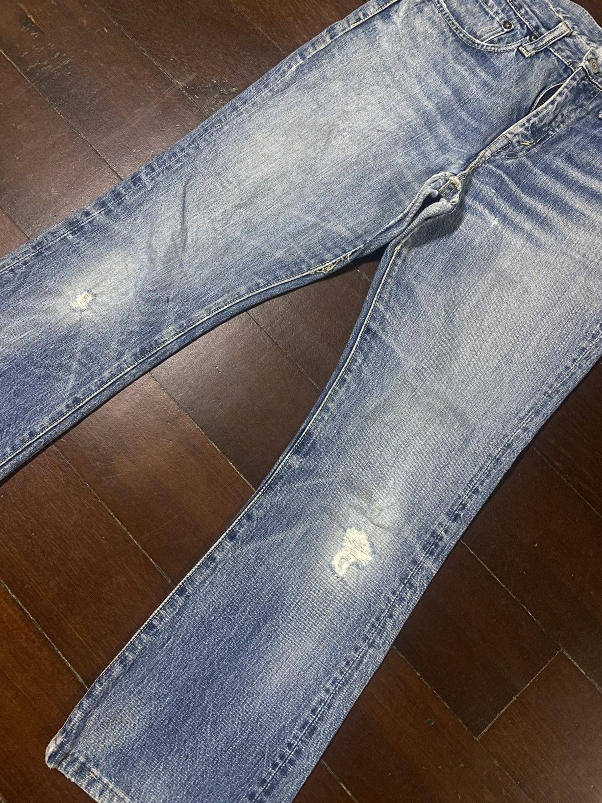 Sugar Cane Vintage sugar cane denime mud wash wide bootcut distressed Size 31" - 6 Thumbnail