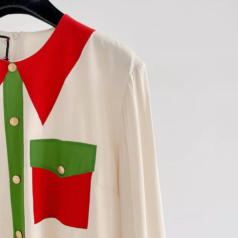 Gucci Gucci Color-blocked silk long sleeves Size S / US 4 / IT 40 - 3 Thumbnail