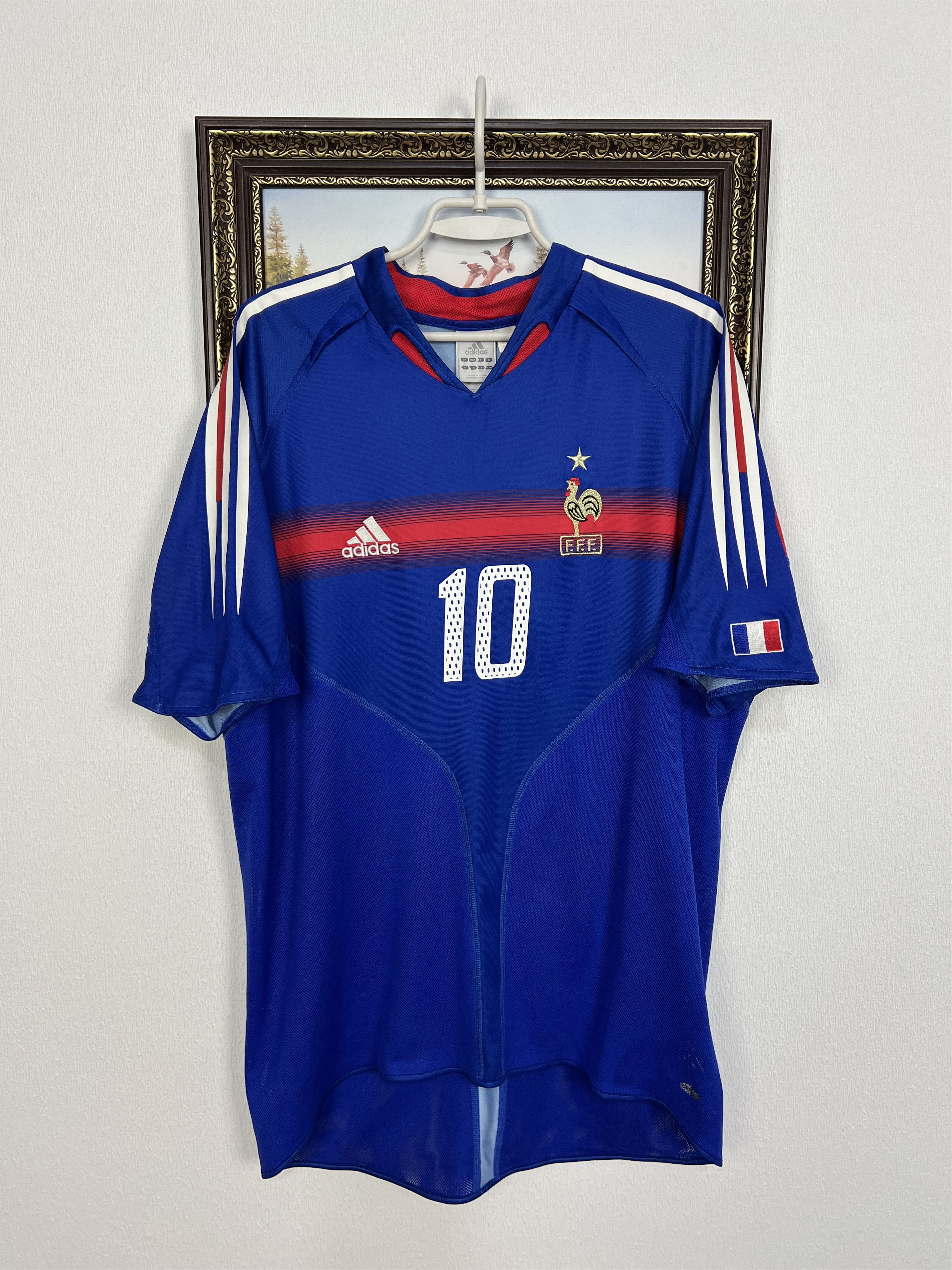 Adidas France football shirt 2004 Soccer #10 Zidane Jersey Trikot Size US L / EU 52-54 / 3 - 3 Thumbnail
