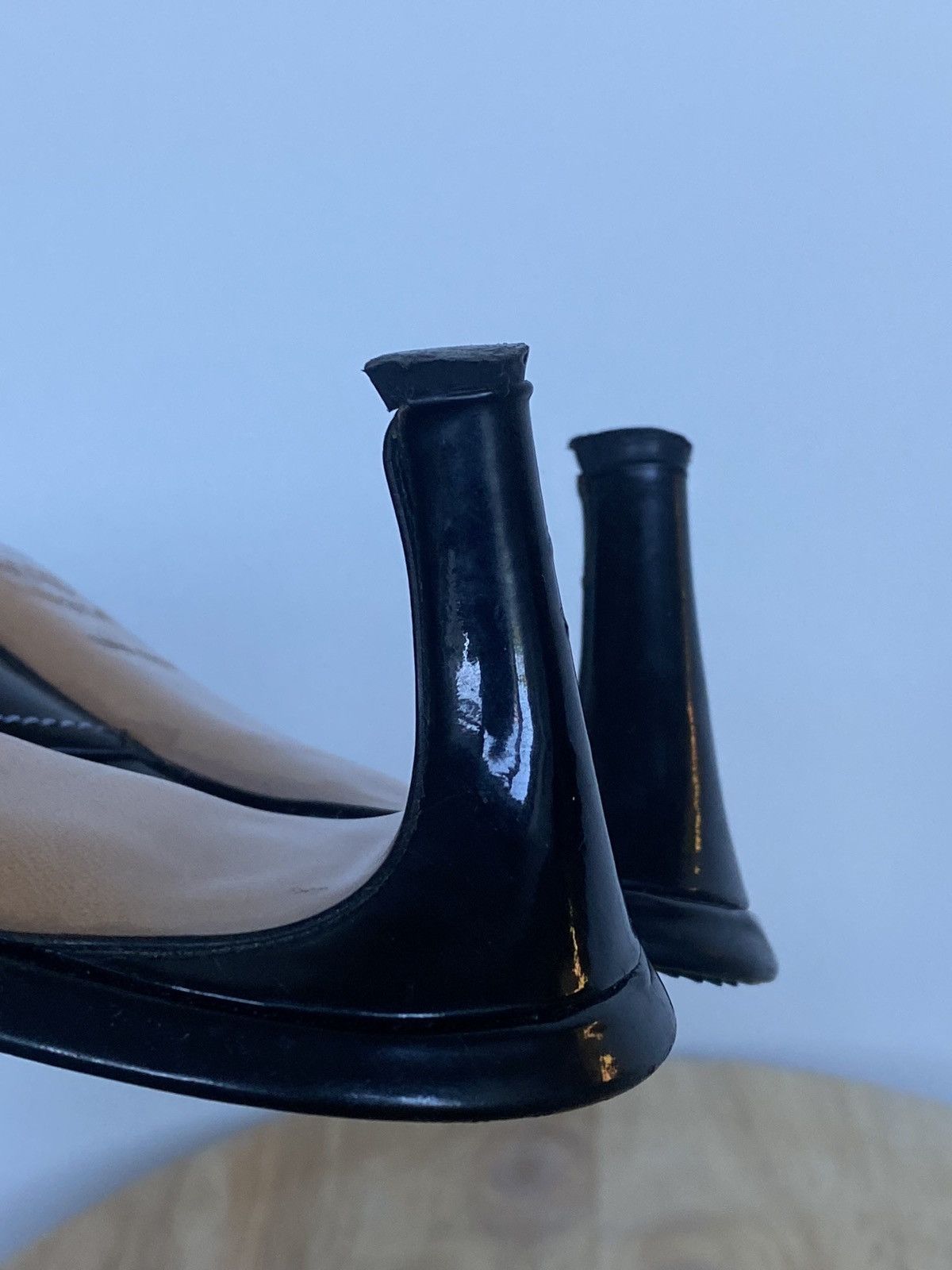 Prada × Vintage Prada Vintage Square Toe Patent Leather Mules
