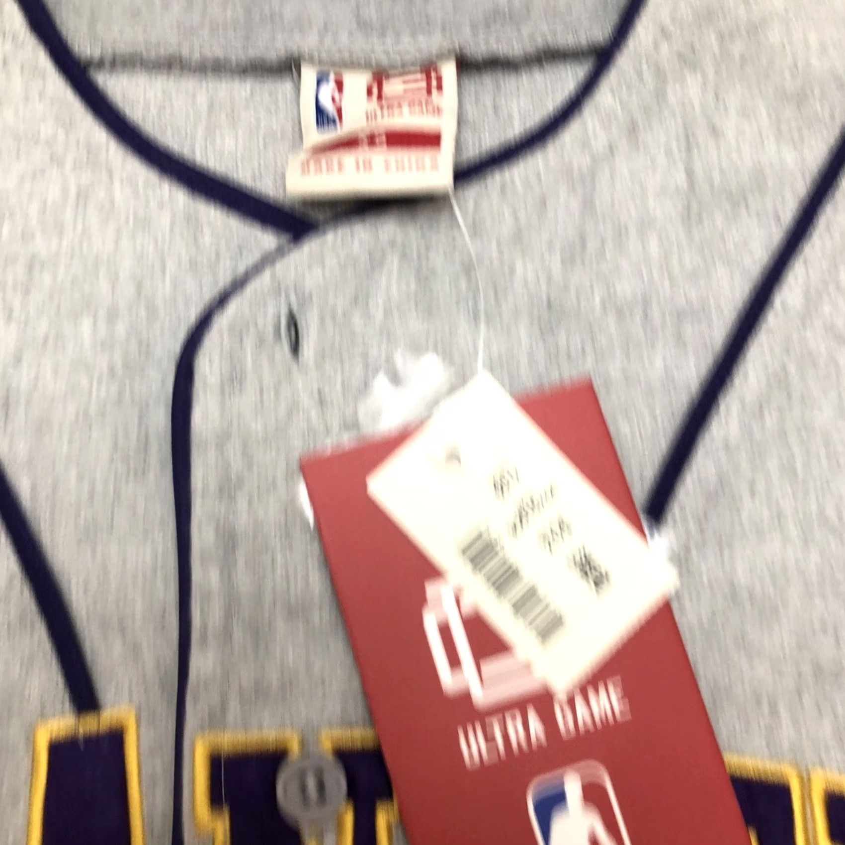 NBA NWT Ultra Game Los Angeles Lakers NBA Baseball Jersey XS Gray Mens size XS Baseball Jersey 41 in Chest 20.5" armpit to armpit 29 in length Size US XS / EU 42 / 0 - 4 Thumbnail