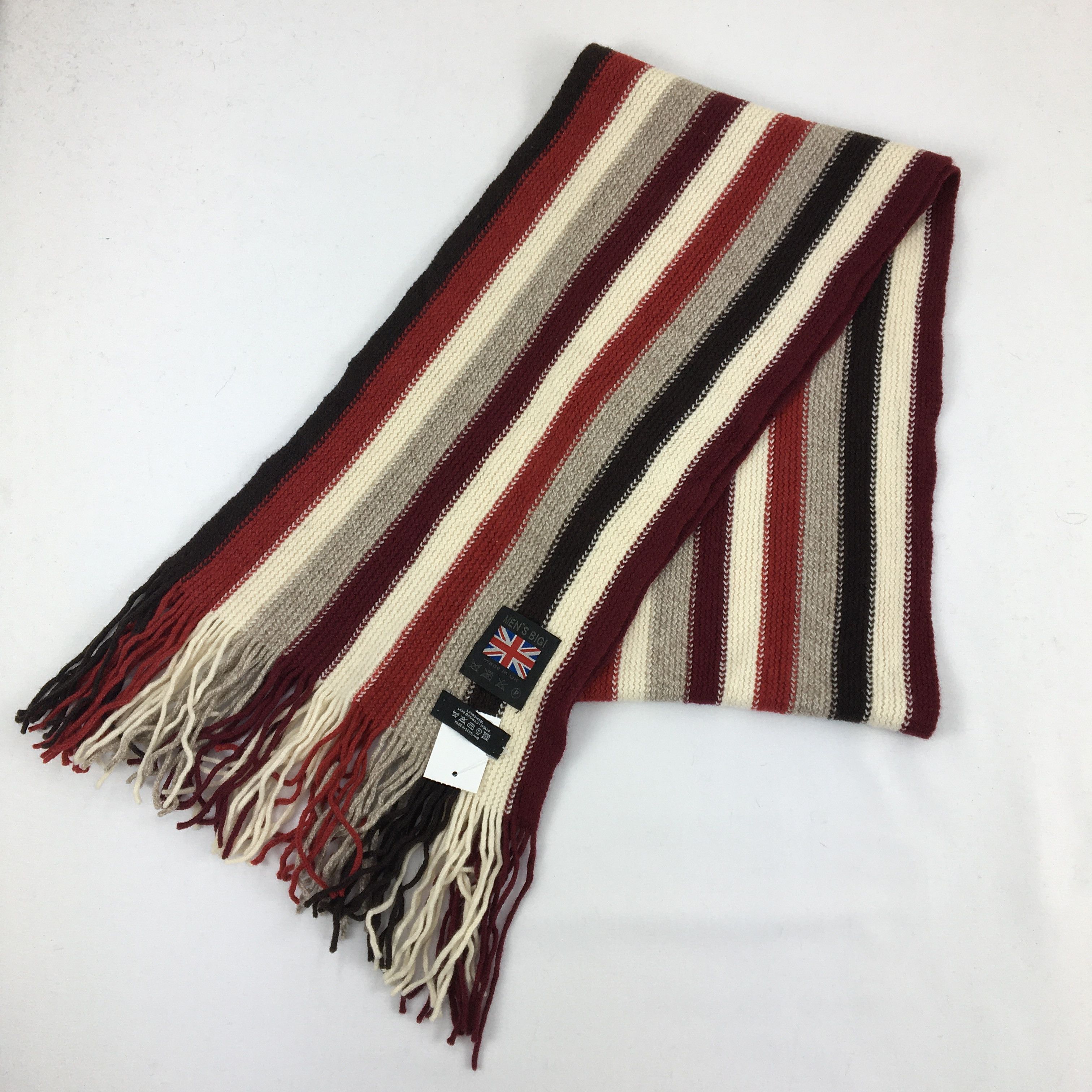 BIGI Vintage Mens Bigi Scarf Muffler Wool Ribbed Knit Scarves Size ONE SIZE - 3 Thumbnail