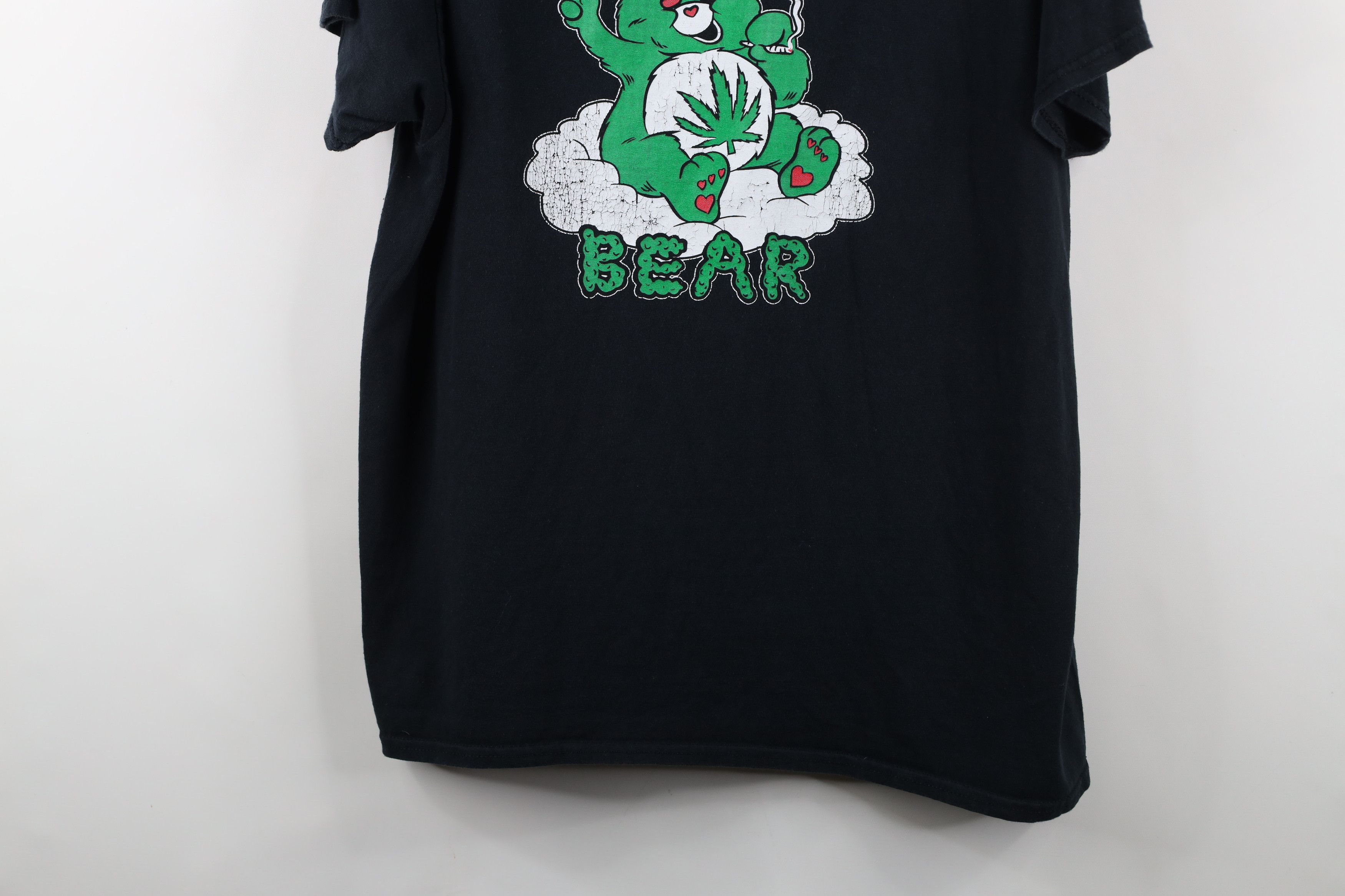 Vintage Vintage Streetwear Marijuana Don't Care Bear T-Shirt Black Size US XL / EU 56 / 4 - 3 Thumbnail
