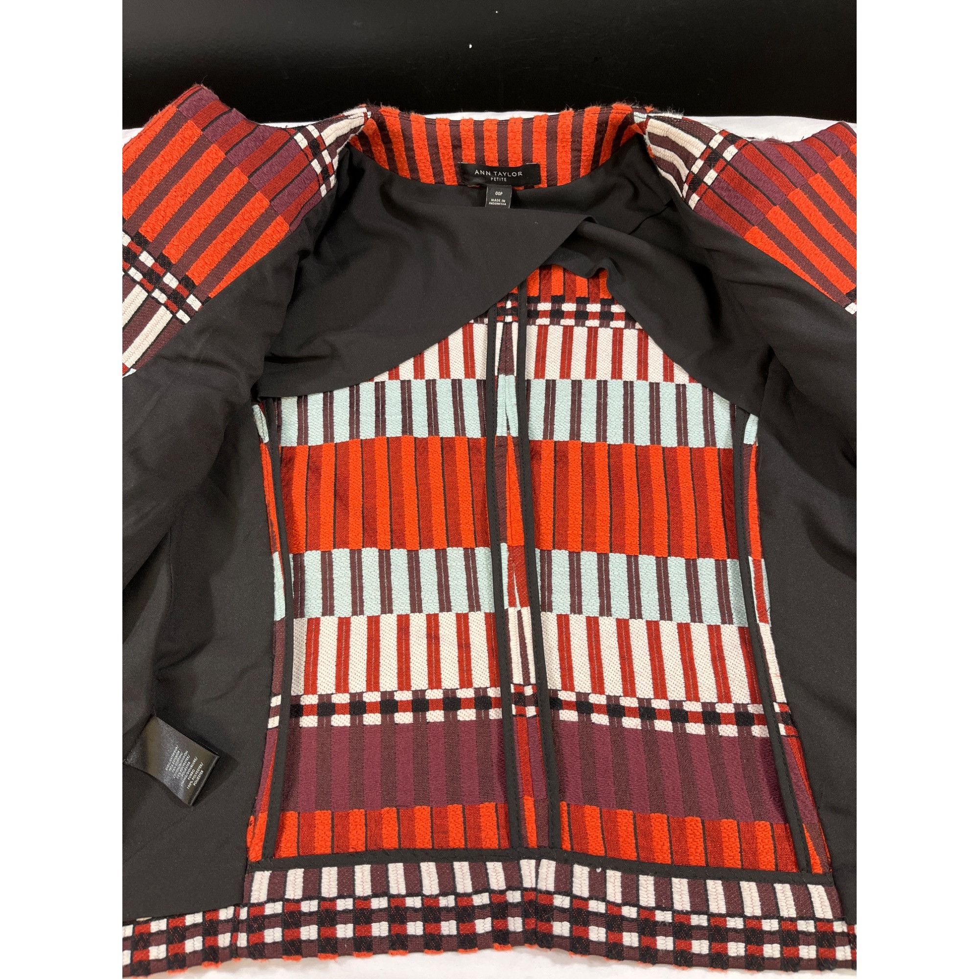 Ann Taylor Ann Taylor Petite Women's Orange Mala Striped Blazer Size 00 Size XXS / US 00 / IT 34 - 4 Thumbnail