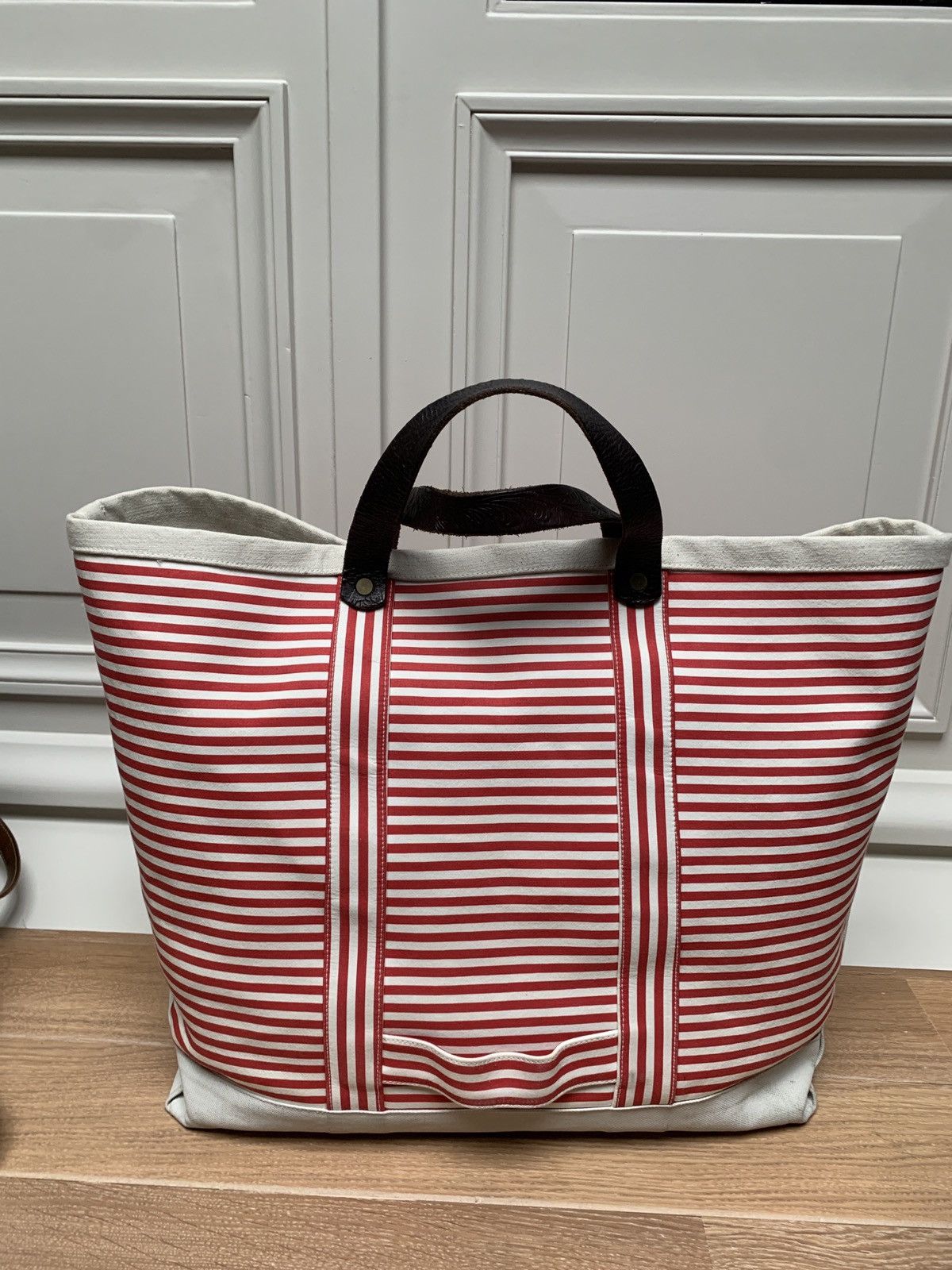 Golden Goose Golden Goose California Striped Canvas Tote Bag – Red/White Size ONE SIZE - 4 Thumbnail