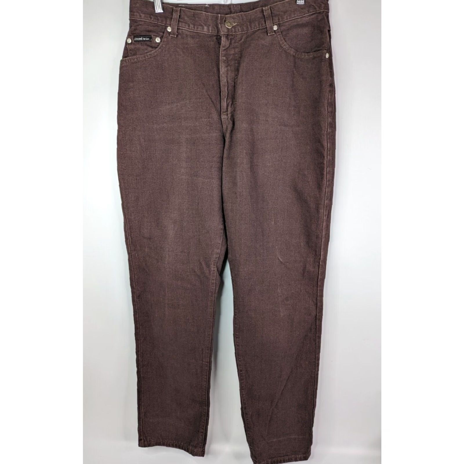 Lee VINTAGE Lee Riveted Maroon Brown High Rise Jeans Women 14 Cotton Denim Size 36" / US 14 / IT 50 - 2 Thumbnail