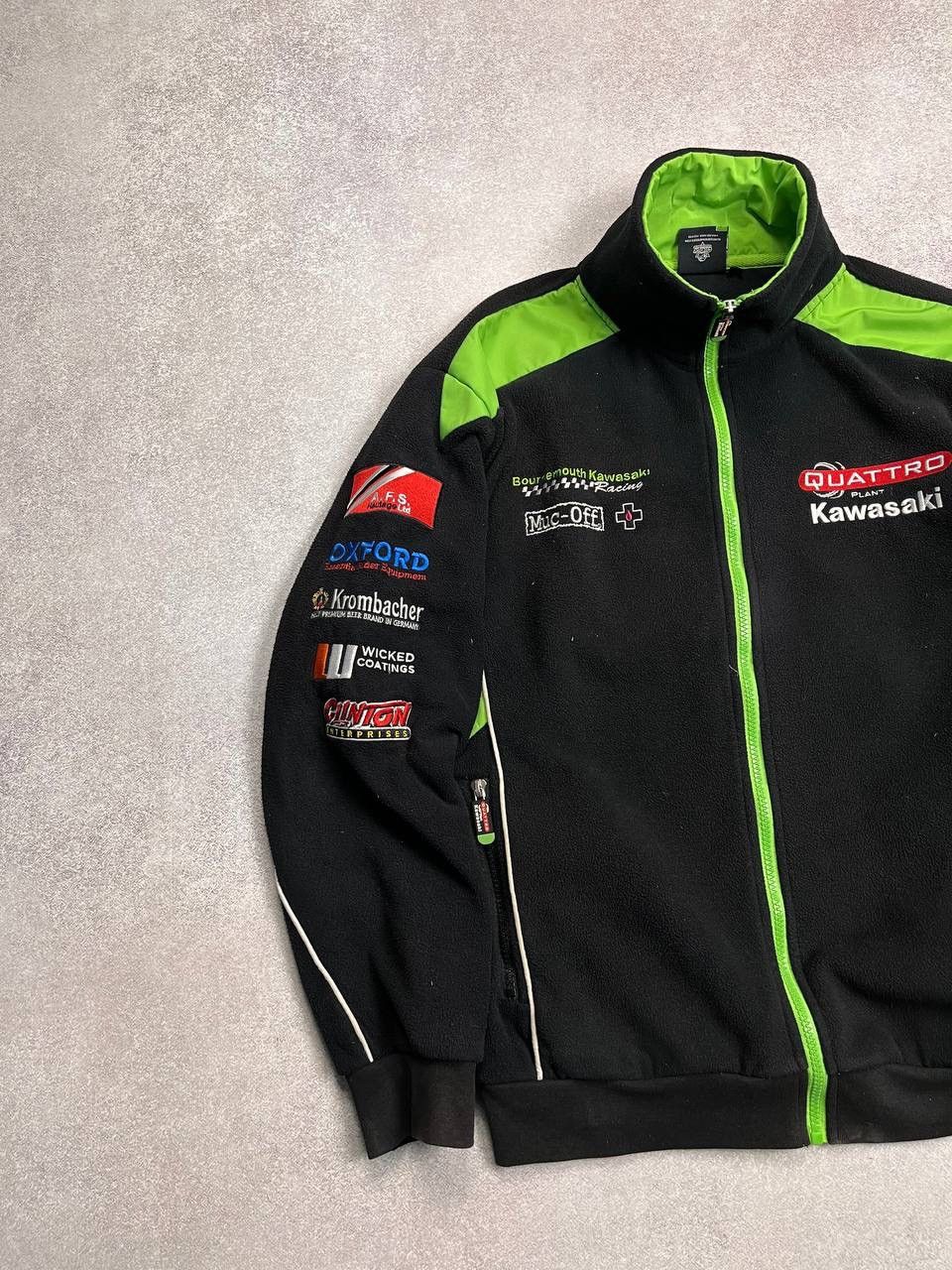 Vintage Vintage Kawasaki Racing Moto Fleece Sherpa Jacket S Size US S / EU 44-46 / 1 - 4 Thumbnail