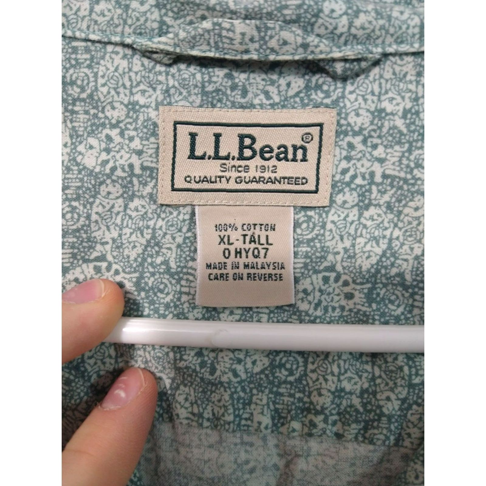Vintage LL Bean Shirt Mens XLT Green Short Sleeve Button Down Camp Hawaiian Cotton Size US XL / EU 56 / 4 - 5 Thumbnail