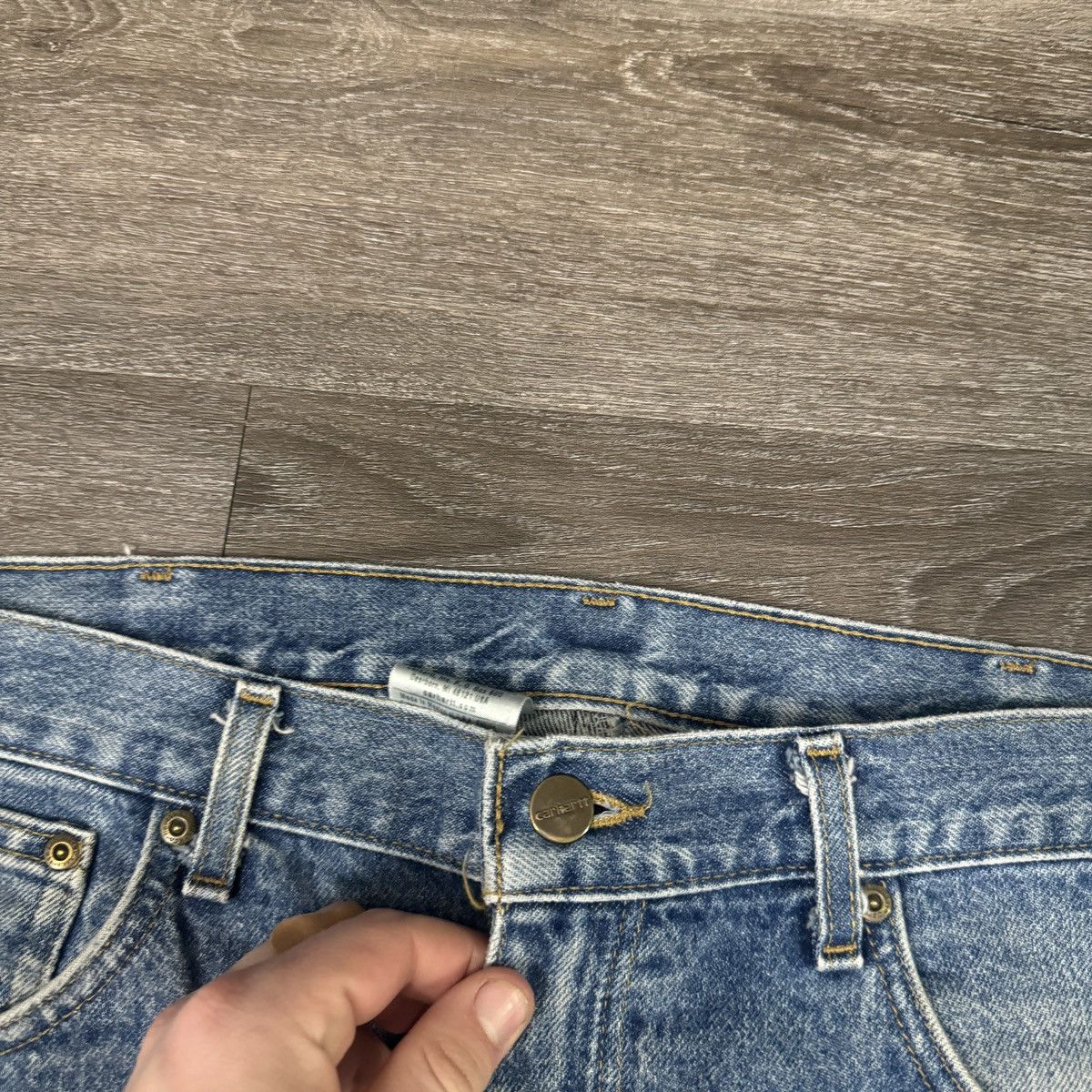 Carhartt × Vintage Vintage 90s Carhartt light blue denim jeans wide leg Size US 36 / EU 52 - 6 Thumbnail