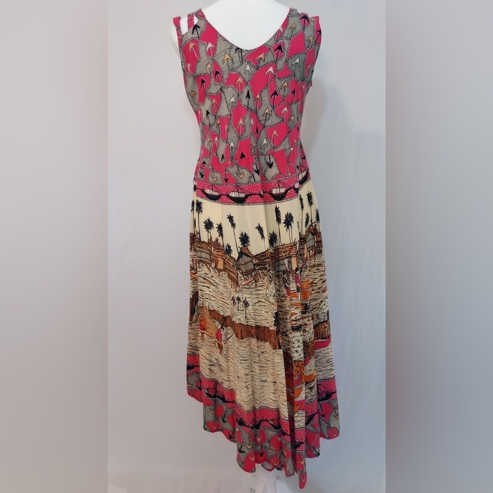 Other Sari Busana Batik Multicolor Asymmetrical Midi Dress Size M / US 6-8 / IT 42-44 - 3 Thumbnail