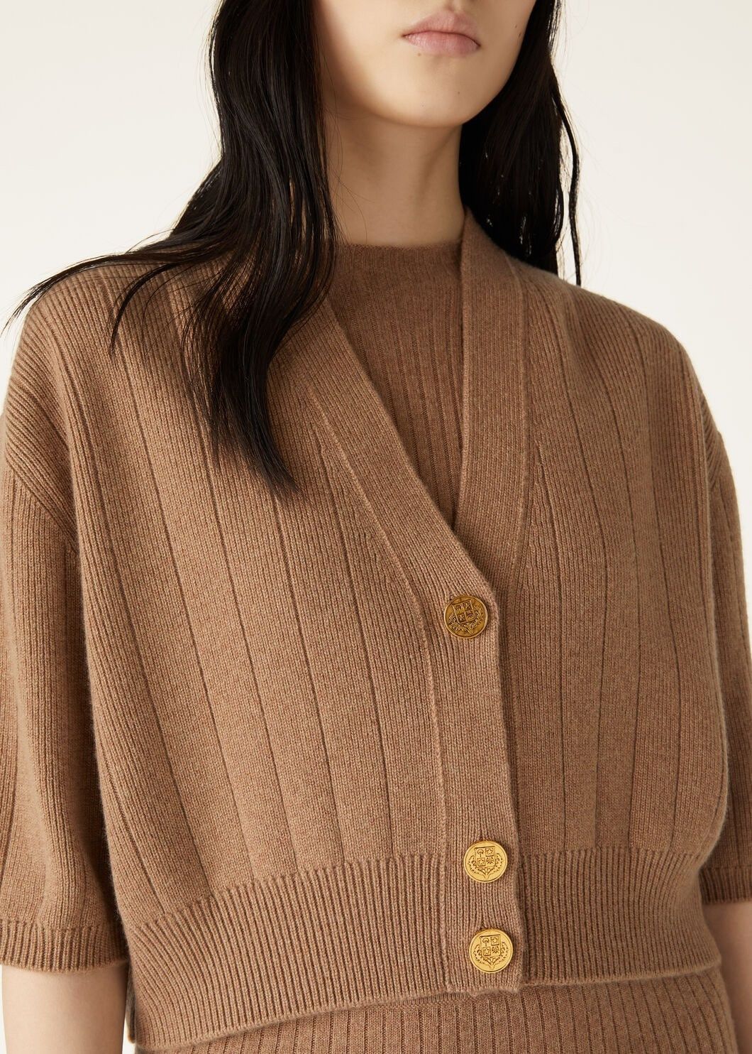 Loro Piana o1srvl11e0725 FAO4273 Baby Cashmere Ribbed Cardigan in Brown Size S / US 4 / IT 40 - 2 Thumbnail