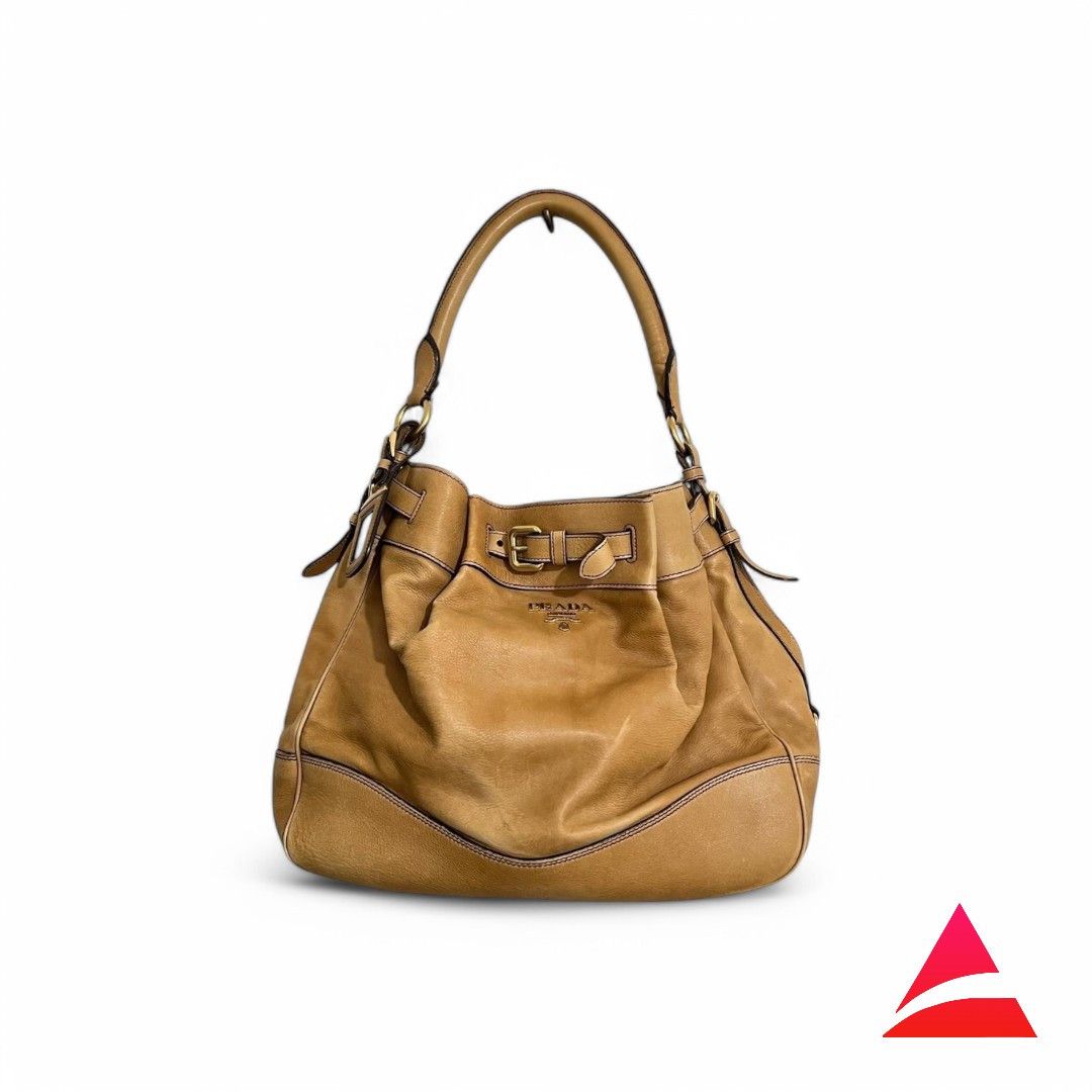 Prada Prada - Brown Leather Shoulder Bag Vintage Nappa Size ONE SIZE - 1 Thumbnail