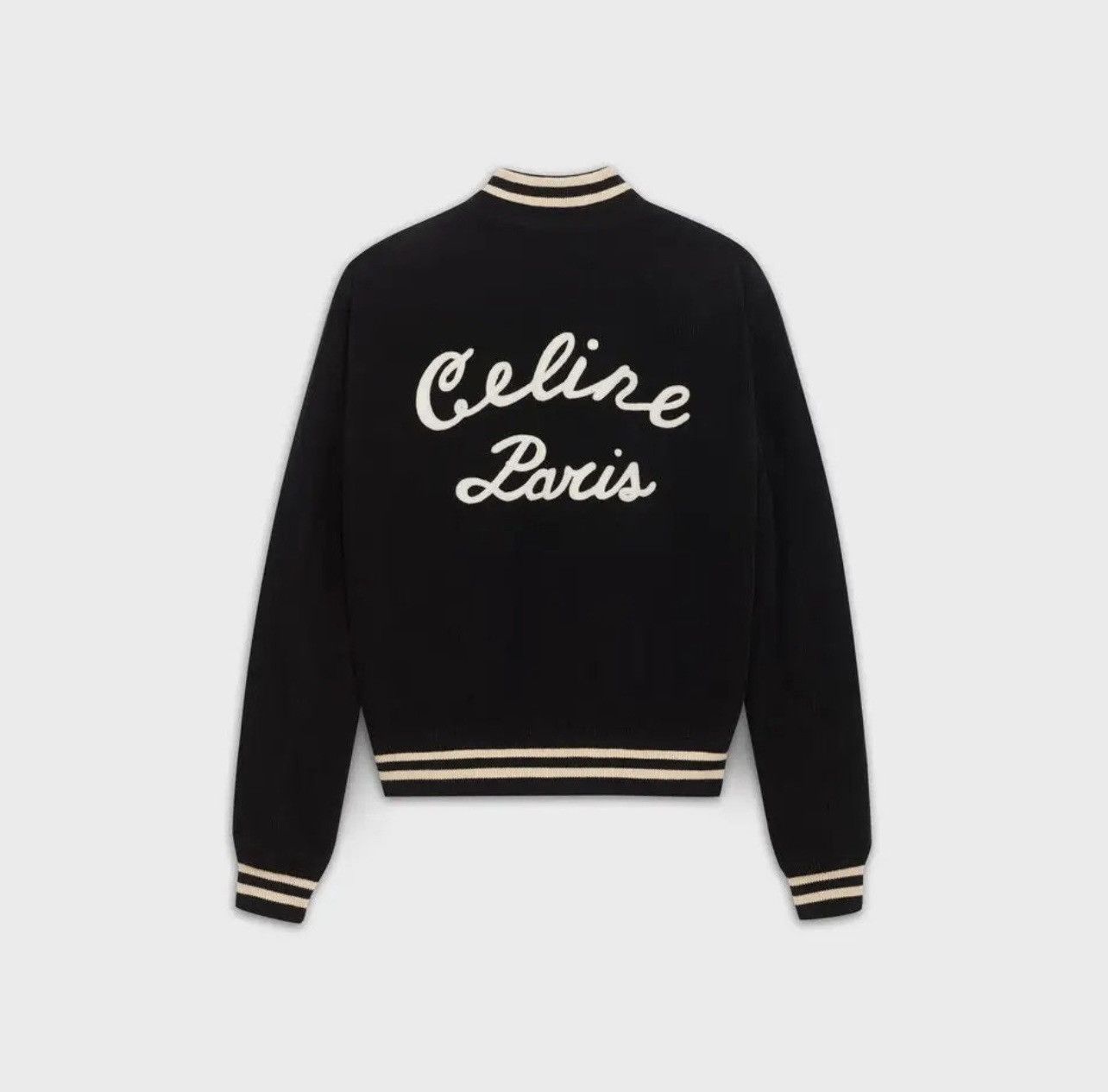 image of Celine Paris Logo Cord Bomber Sz. 48 in Black, Men's (Size Medium)