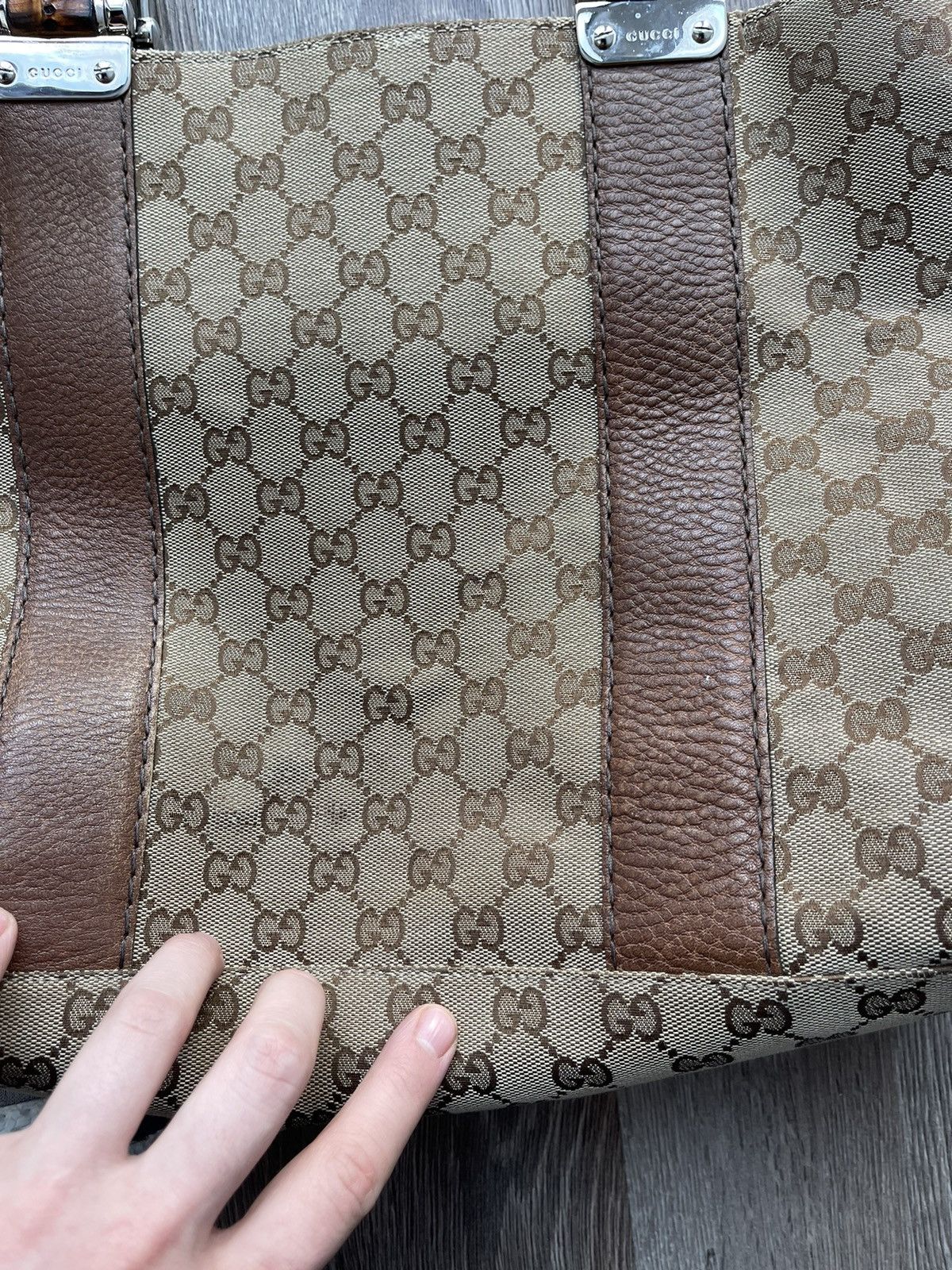 Gucci ❤️Gucci Brown Canvas vintage monogram leather bag women Size ONE SIZE - 3 Thumbnail