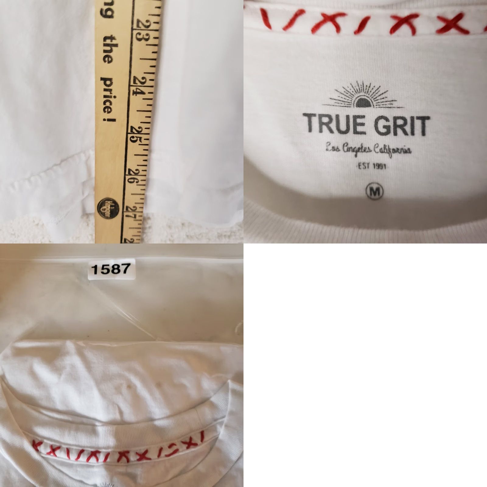 Vintage True Grit Men's M White 100% Cotton T-Shirt US Flag Size US M / EU 48-50 / 2 - 8 Thumbnail