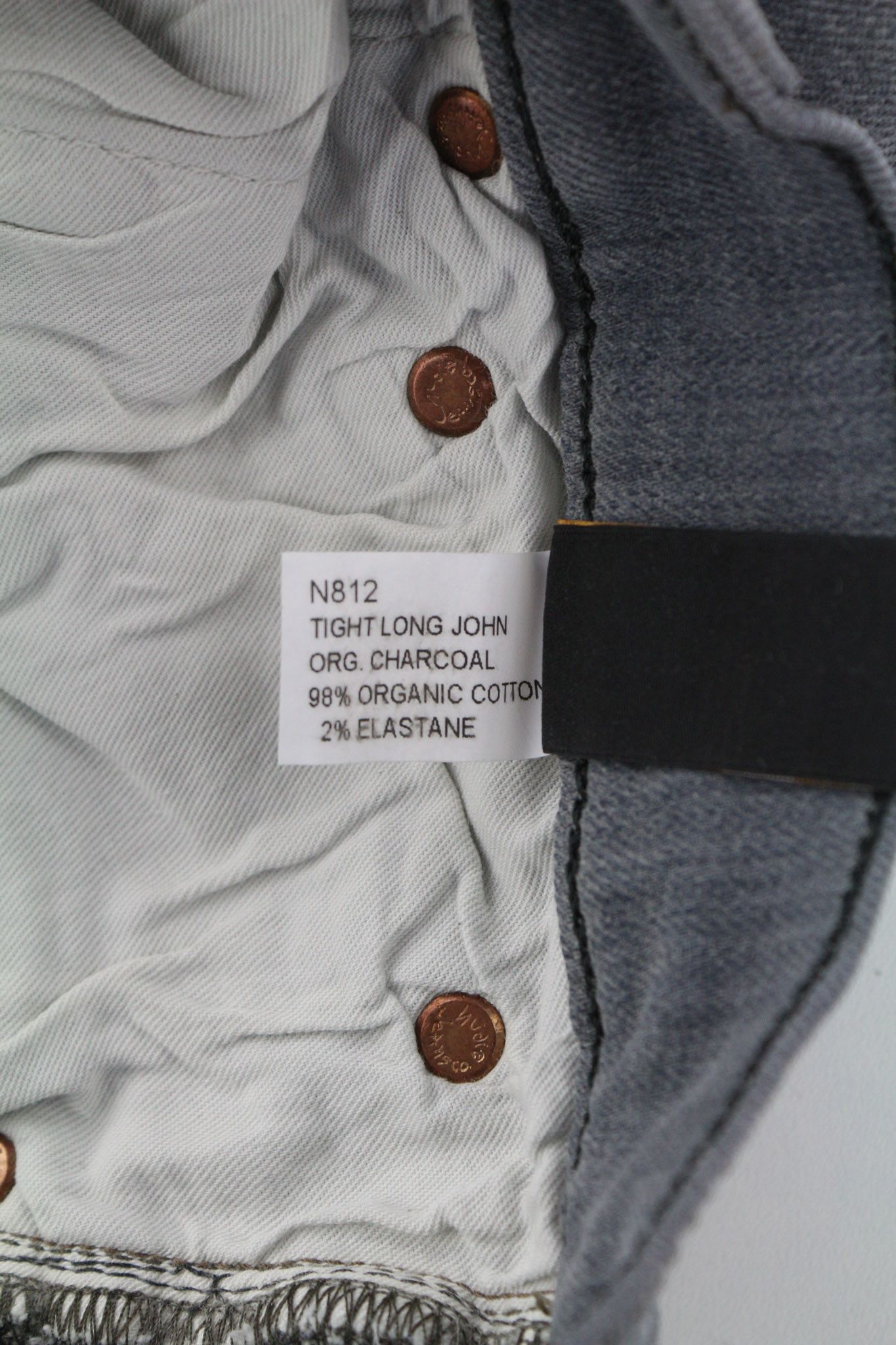 Nudie Jeans TIGHT LONG JOHN W29/L34 Organic Charcoal Jeans 80674 Size US 29 - 7 Thumbnail