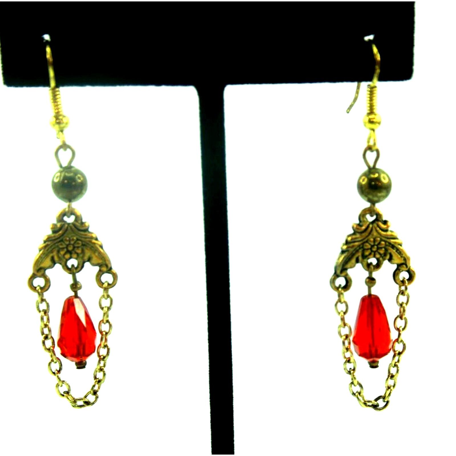 Other Lot Of Four Earrings Red Aqua Yellow Clear Purple Blue Hook Size ONE SIZE - 4 Thumbnail