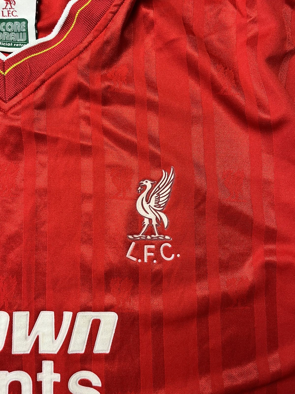 Vintage Liverpool 1982 Score Draw Football Shirt Mens Top Jersey Size US L / EU 52-54 / 3 - 11 Thumbnail