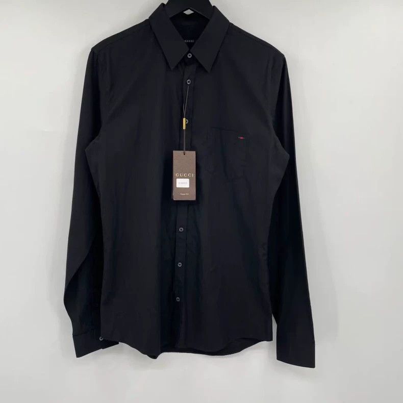 Gucci Gucci Black pocket red and green embroidered logo shirt Size US XXS / EU 40 - 1 Thumbnail