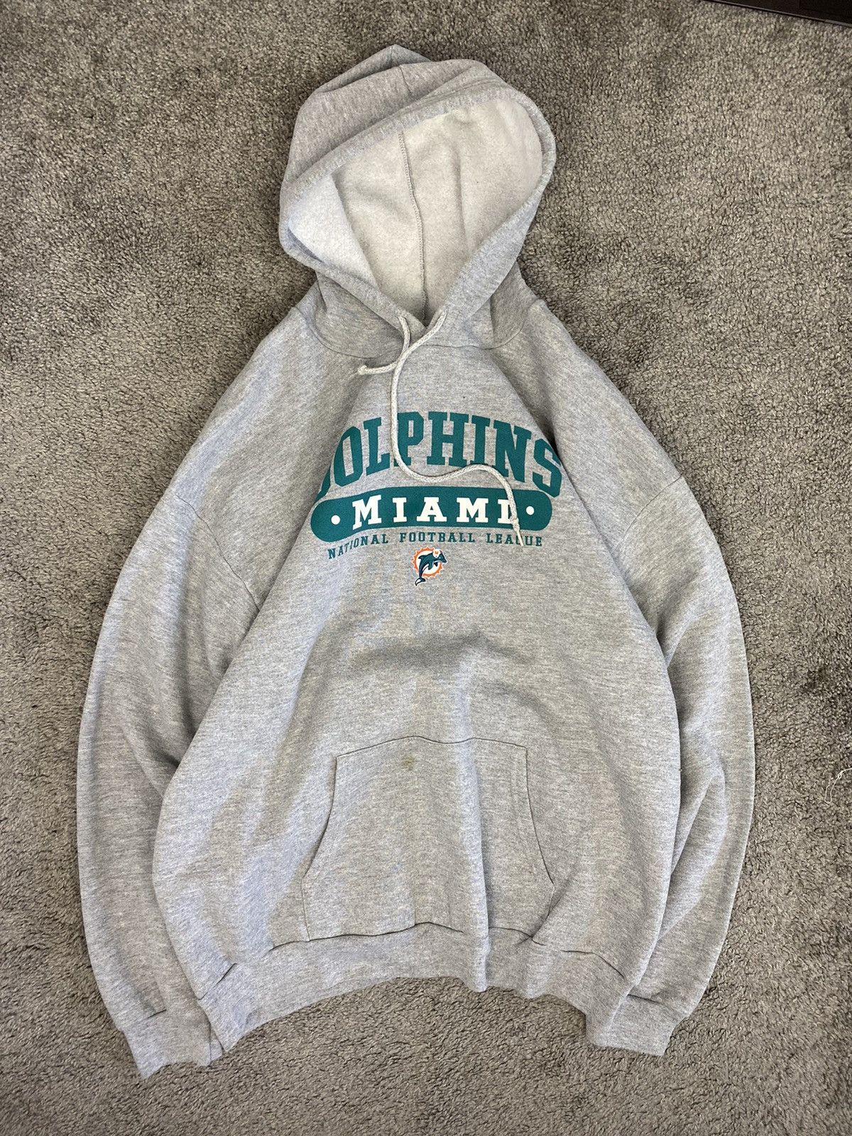 NFL × Vintage Vintage 90s gray miami dolphins hoodie Size US XL / EU 56 / 4 - 1 Thumbnail