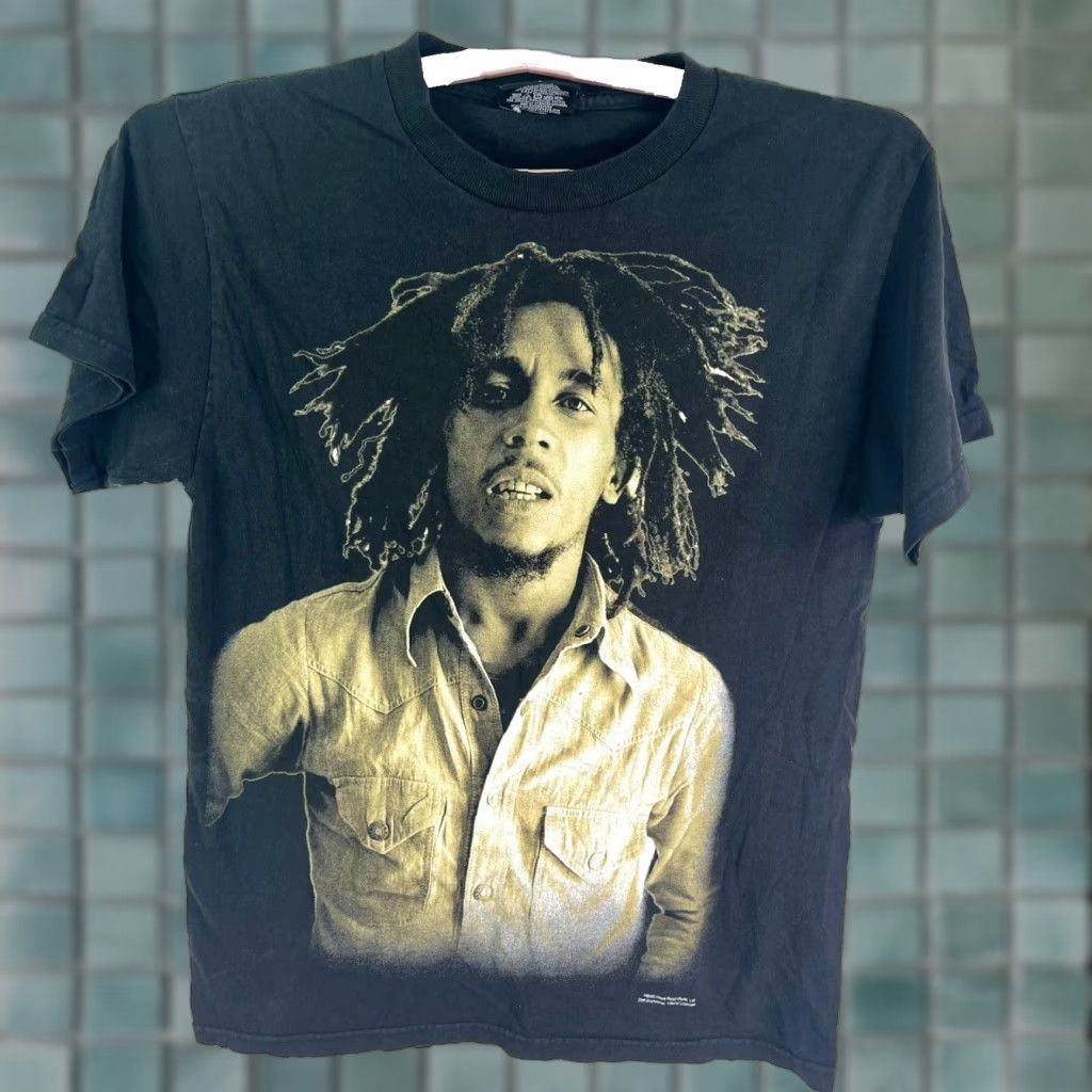 VINTAGE Zion Rootswear Bob Marley All Over Print T Shirt Adult S Black 2000s 90s Band Music Mens