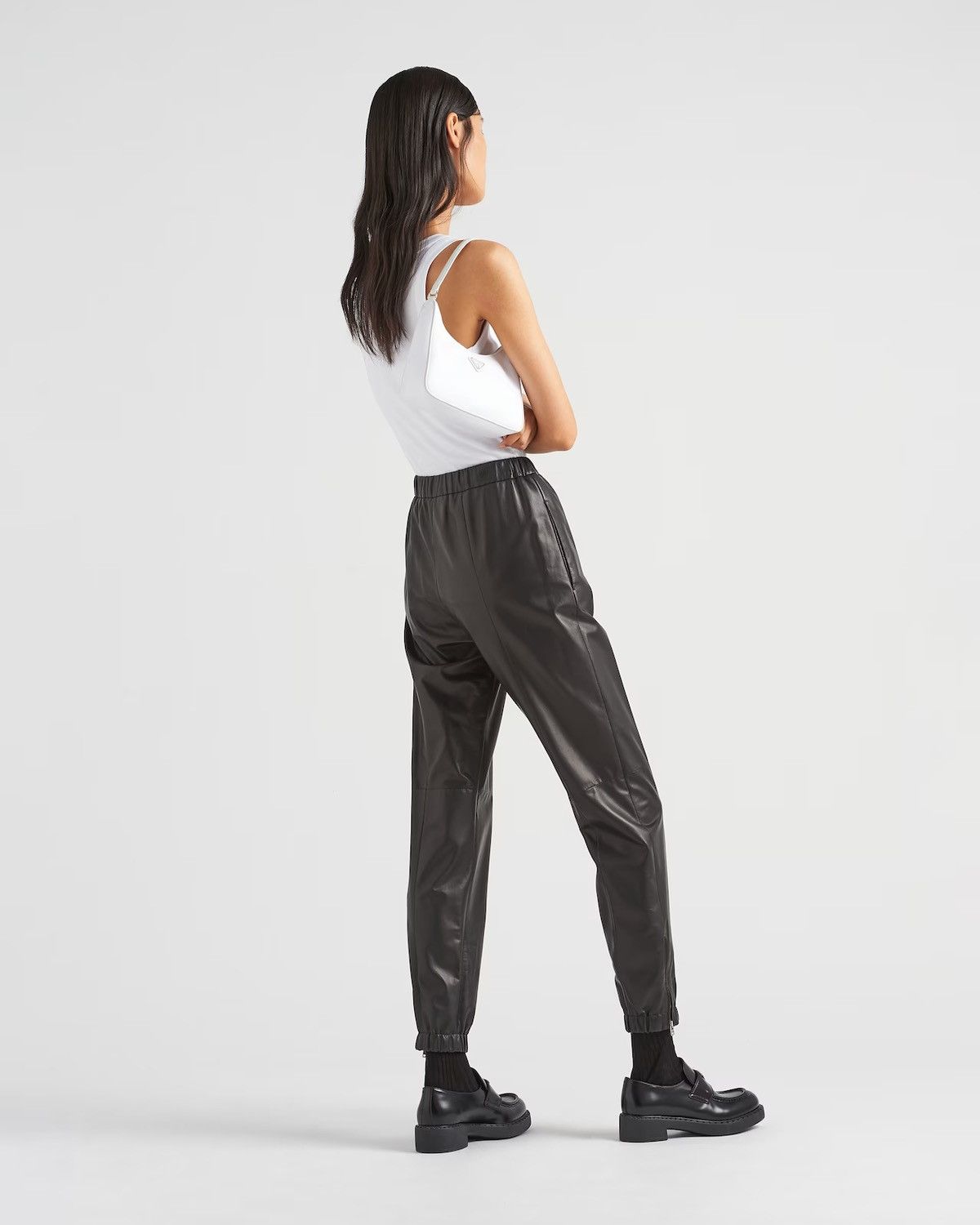 Prada $4.3k Prada Nappa leather joggers Size 26" / US 2 / IT 38 - 4 Thumbnail