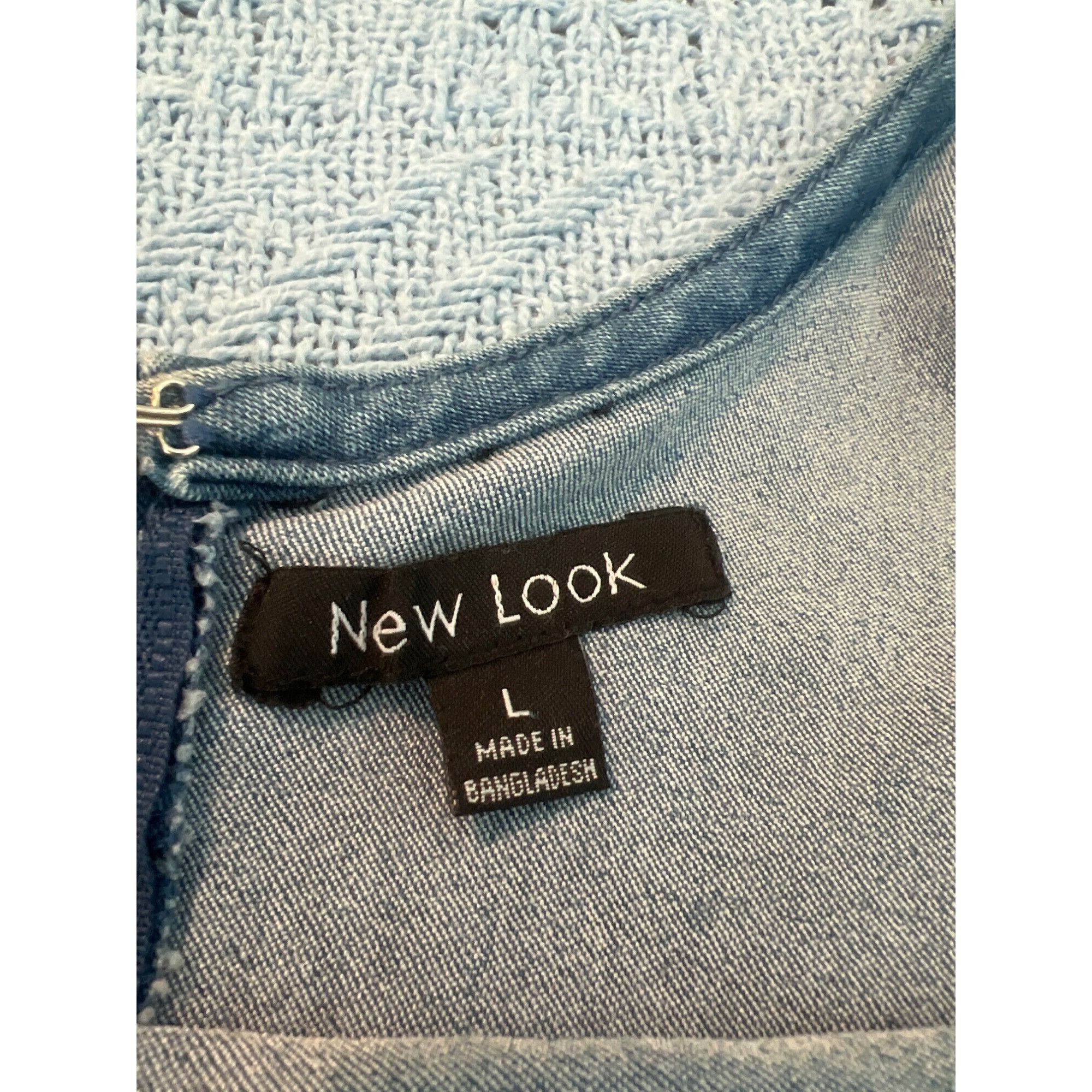 New Look New Look Blue Denim Bodycon Dress Fitted Sleeveless Back Zip Size L / US 10 / IT 46 - 4 Thumbnail