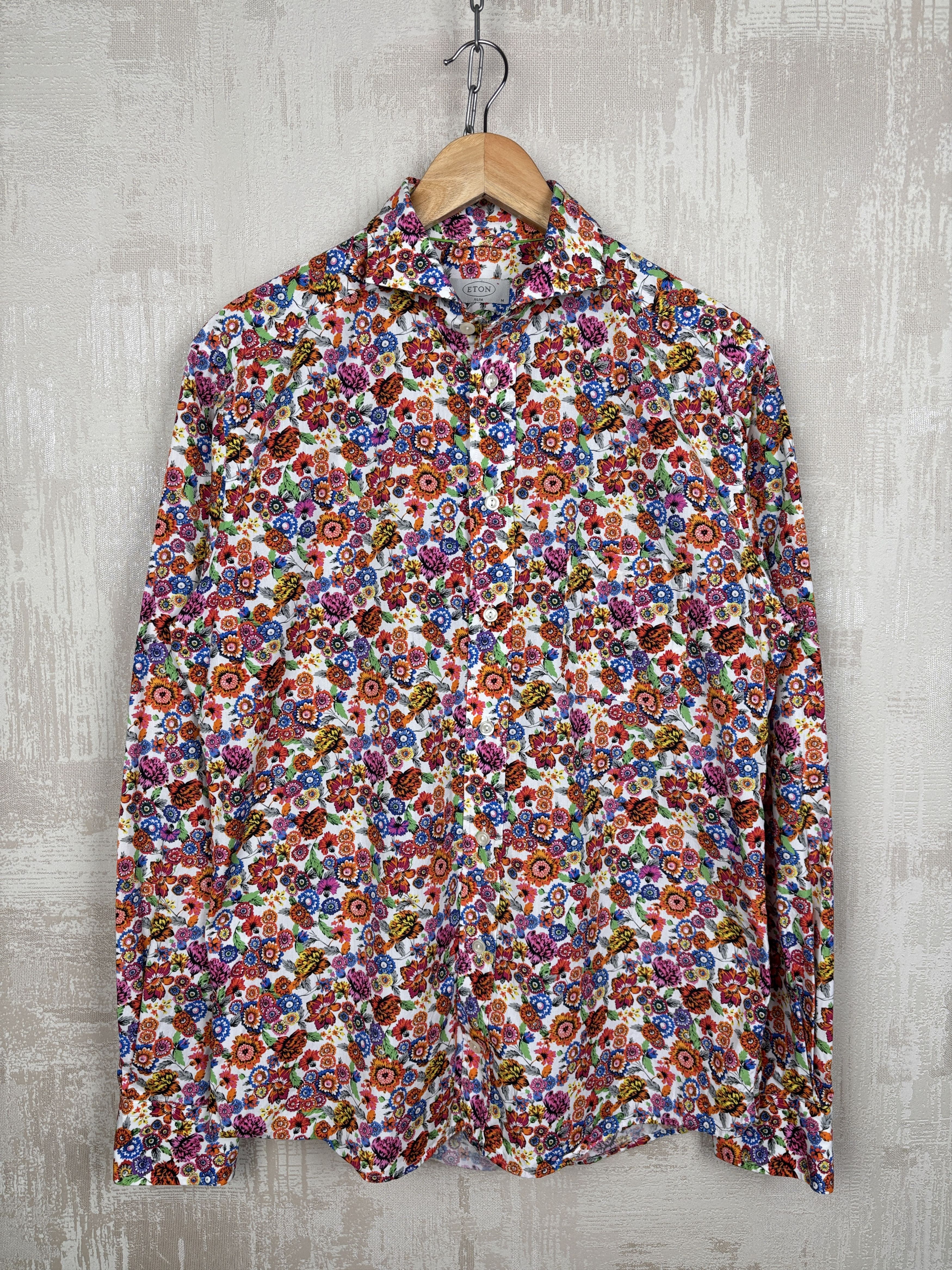 Eton Mint! Eton Floral Dress Shirt Sz 40 / M / 15 (3/4) Slim Fit Size US M / EU 48-50 / 2 - 2 Thumbnail