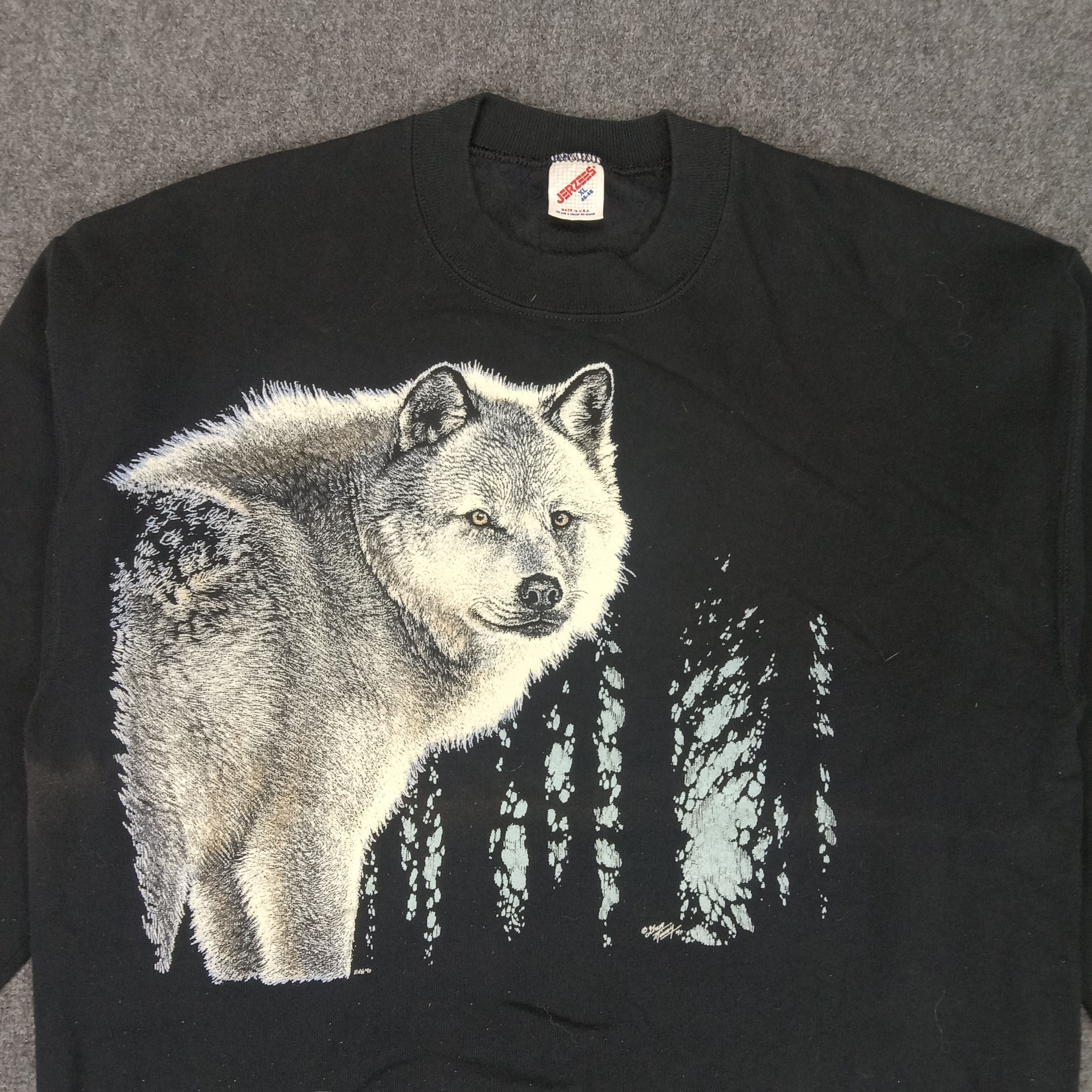 Jerzees × Vintage Wolf Habitat Winter Streetwear Style Sweatshirt Size US M / EU 48-50 / 2 - 2 Thumbnail