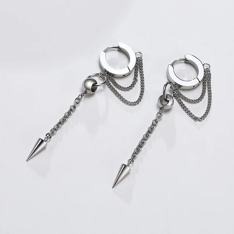 Japanese Brand × Vintage 1Pair Triangle Long Chain Earrings Size ONE SIZE - 3 Thumbnail