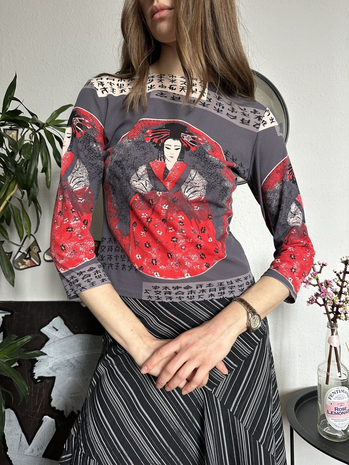 Japanese Brand × Vintage 2000s Asian Japan Graphic Full Printed Crop Top Size L / US 10 / IT 46 - 6 Thumbnail