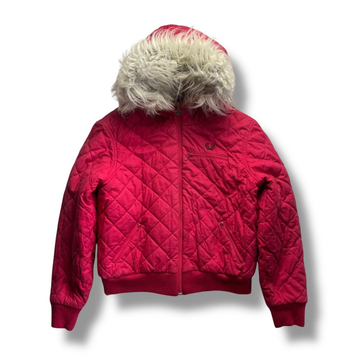 FRED PERRY FUR HOODIE PUFFER DOWN BOMBER JACKET