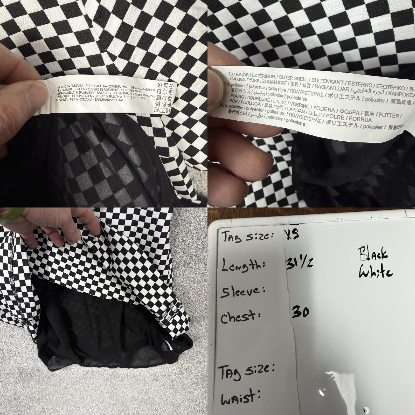 Zara Zara Mini Bodycon Dress XS Checkerboard Cutout Back Y2K Clubwear Geometric Black/White Womens XS Party/Cocktail Short Sleeve High Neck Vintage No Size XS / US 0-2 / IT 36-38 - 8 Thumbnail