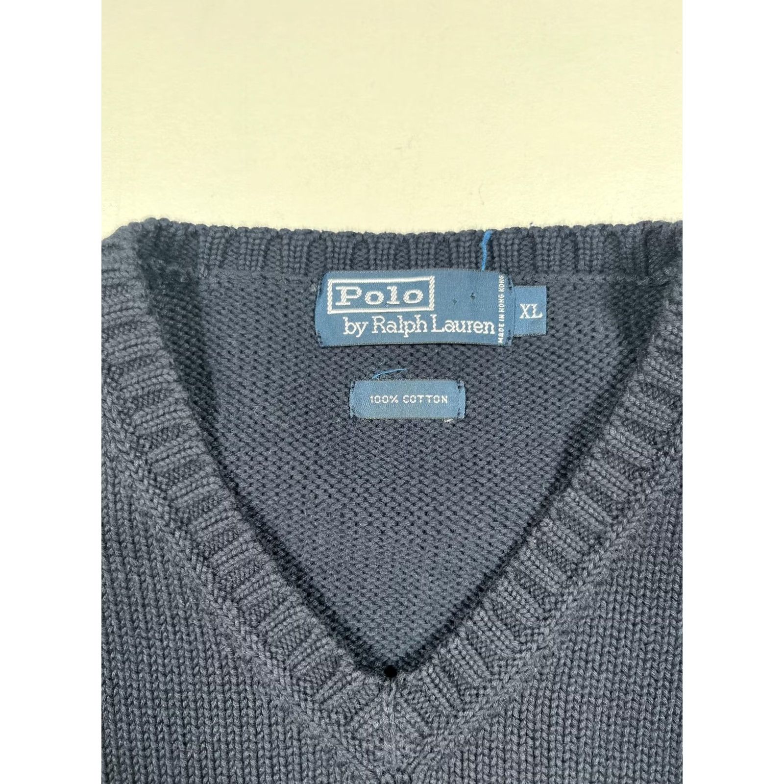 Polo Ralph Lauren VINTAGE Polo Ralph Lauren Sweater Vest Mens XL Navy Blue V-Neck Cotton Knit Pony Logo Size US XL / EU 56 / 4 - 3 Thumbnail