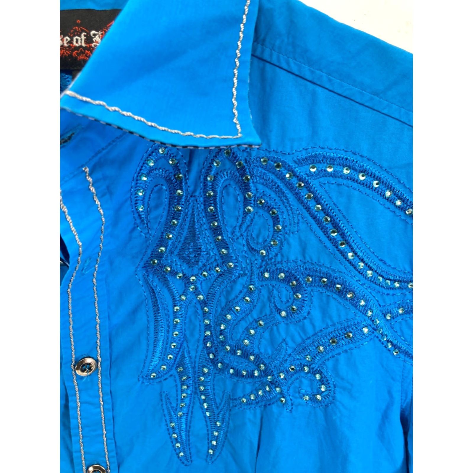 House of CB House of Lords Shirt Western Button Up Mens L Blue Embroidered Embellished Size US L / EU 52-54 / 3 - 6 Thumbnail