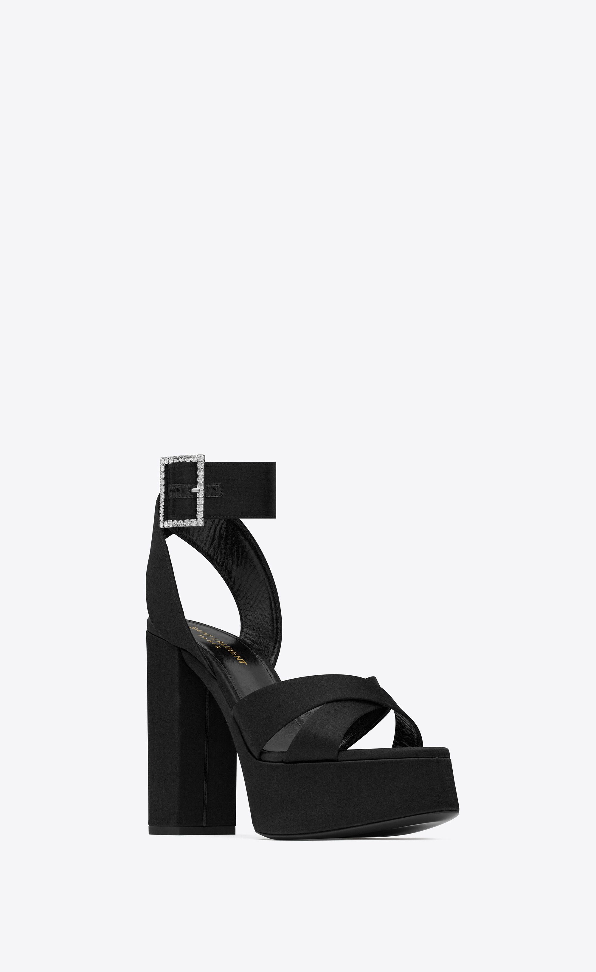 Saint Laurent Paris o1bcso1str0226 Bianca Platform Sandals in Black Size US 8.5 / IT 38.5 - 2 Thumbnail