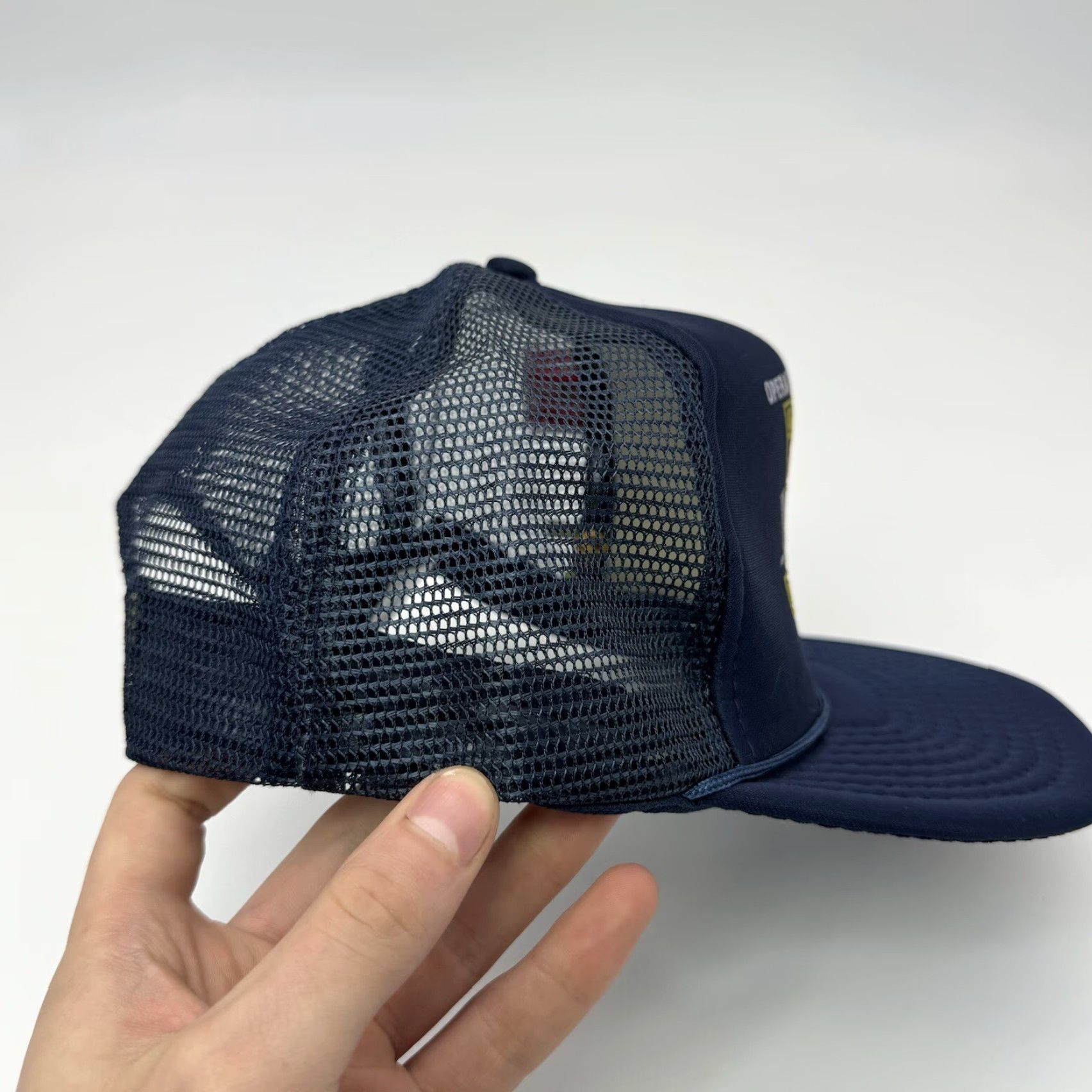 Vintage VINTAGE 90S OPERATION DESERT STORM F-16 FIGHTER GRAPHIC TRUCKER HAT NAVY BLUE W/PINS CS I Size ONE SIZE - 5 Thumbnail